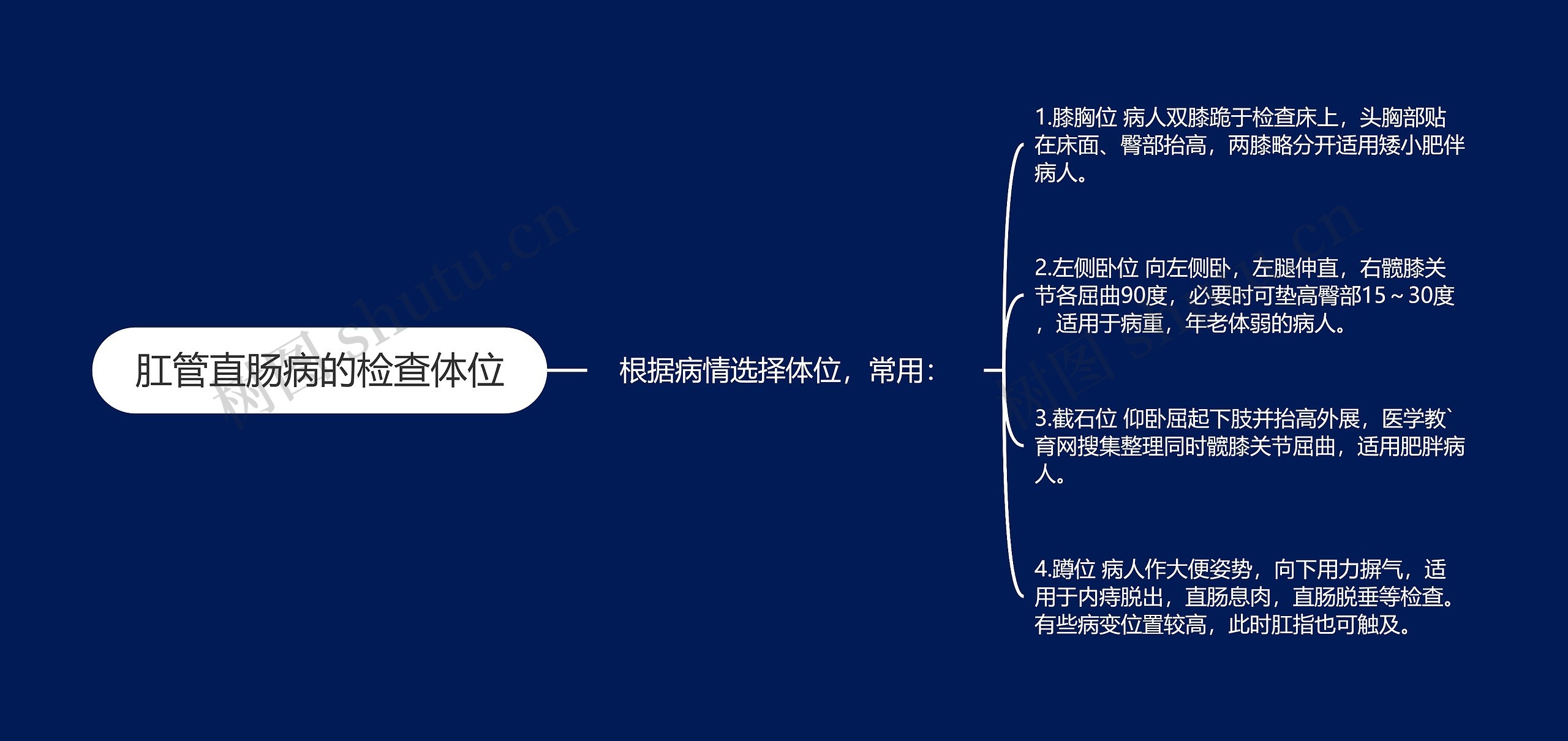 肛管直肠病的检查体位思维导图