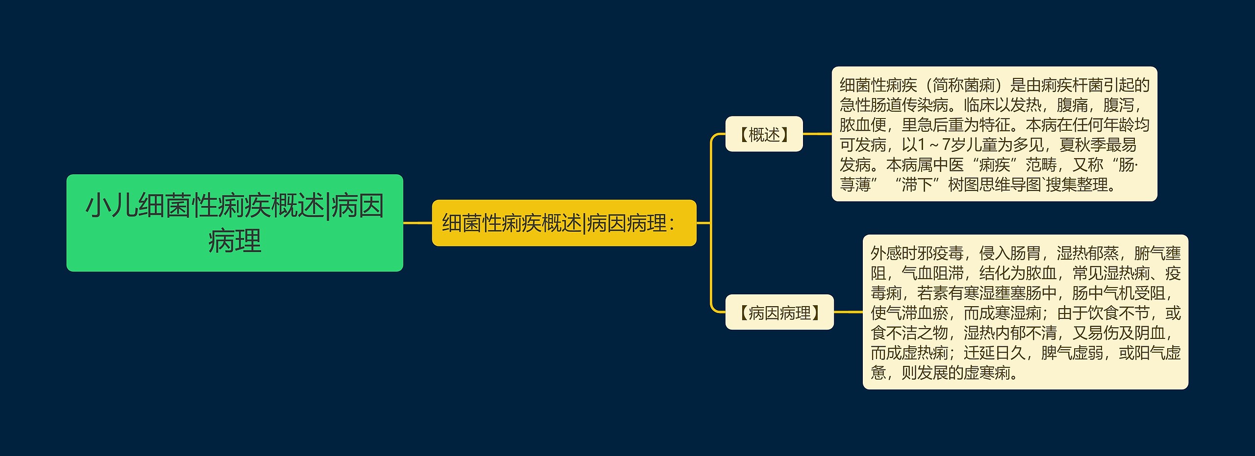 小儿细菌性痢疾概述|病因病理思维导图