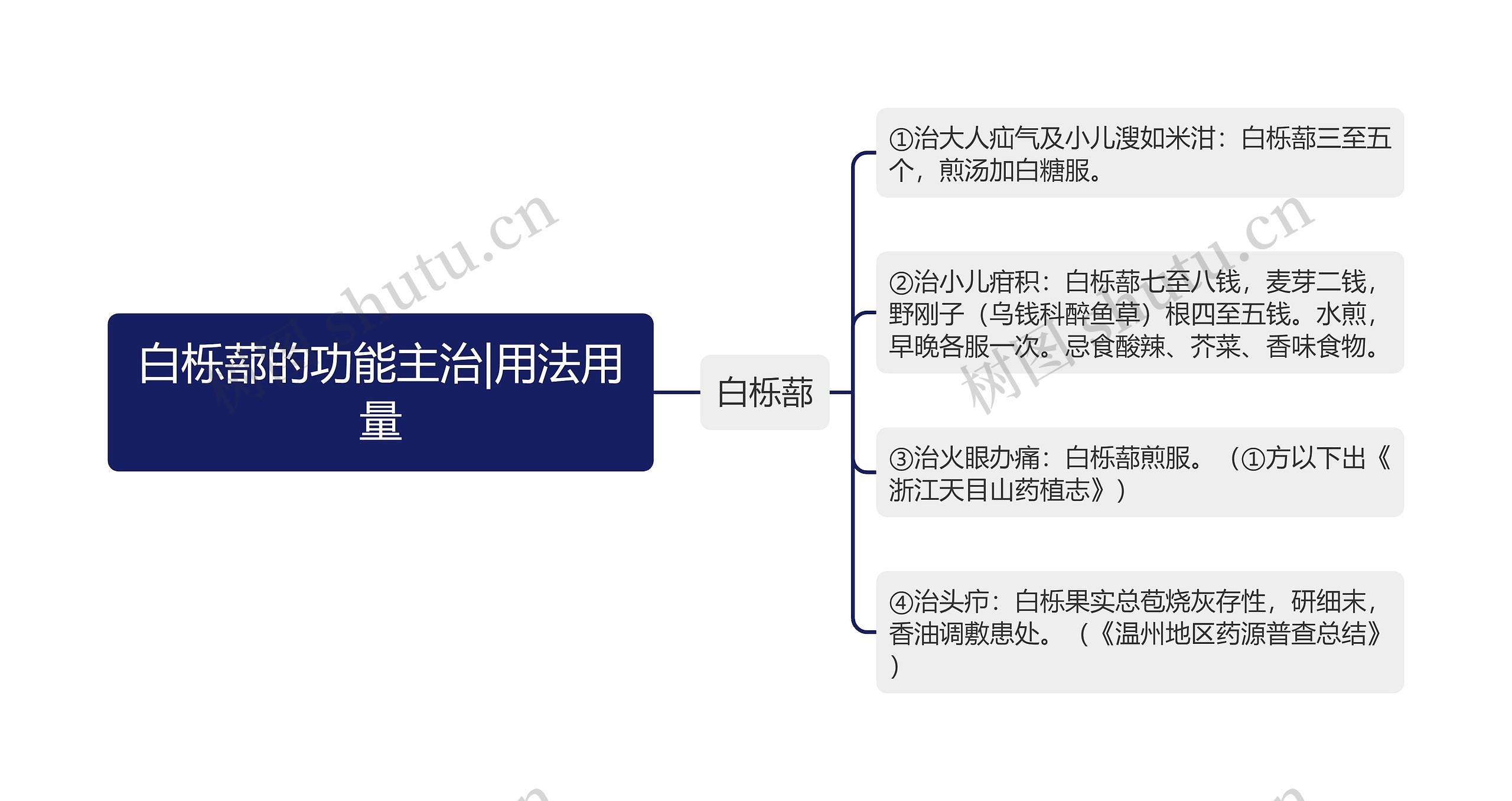 白栎蔀的功能主治|用法用量思维导图