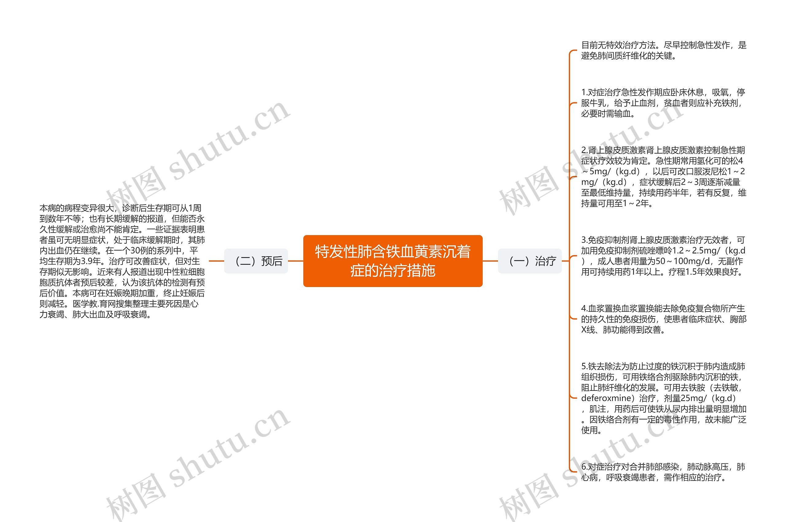 特发性肺含铁血黄素沉着症的治疗措施思维导图