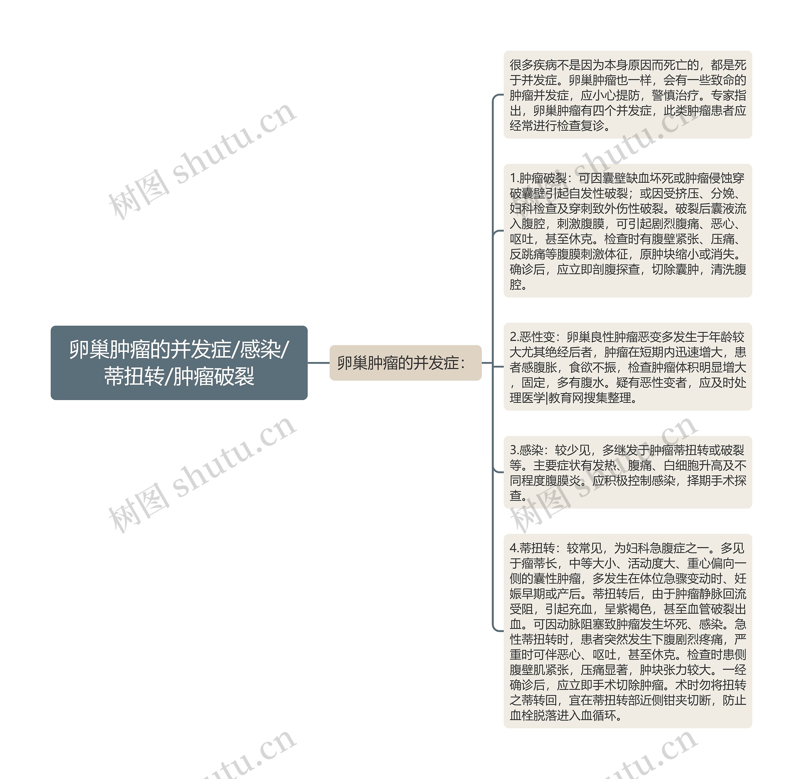 卵巢肿瘤的并发症/感染/蒂扭转/肿瘤破裂