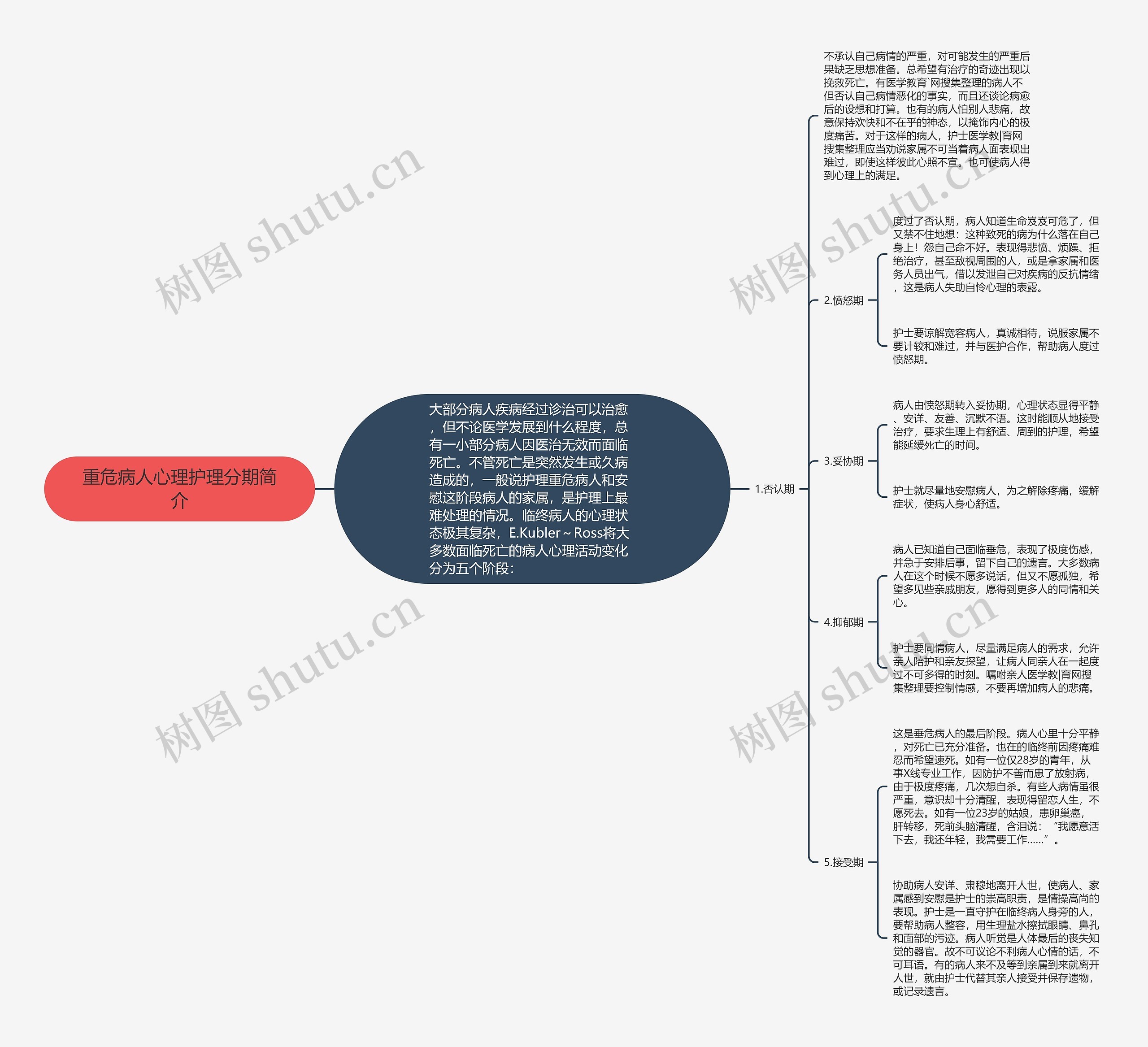 重危病人心理护理分期简介思维导图