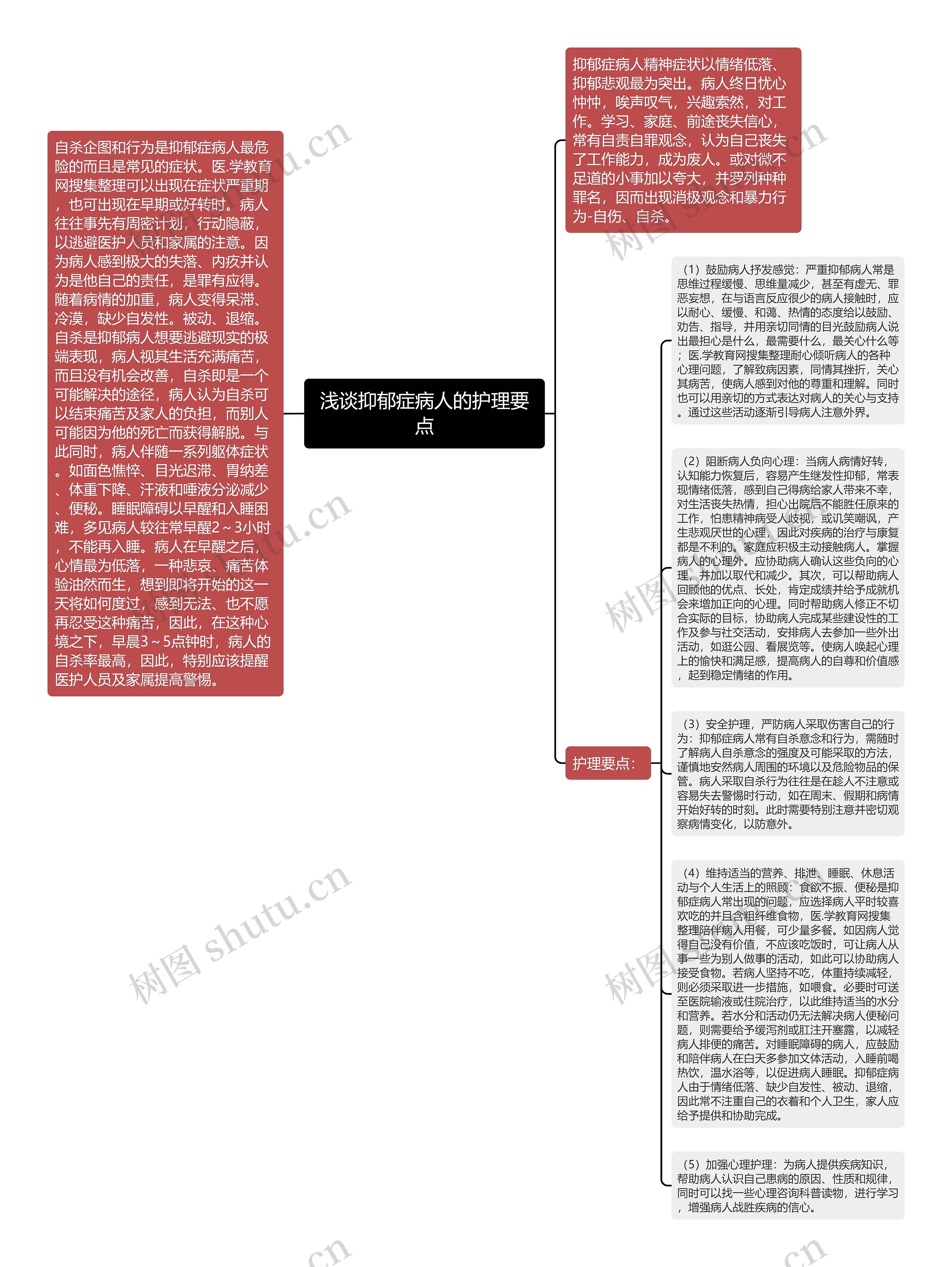 浅谈抑郁症病人的护理要点思维导图