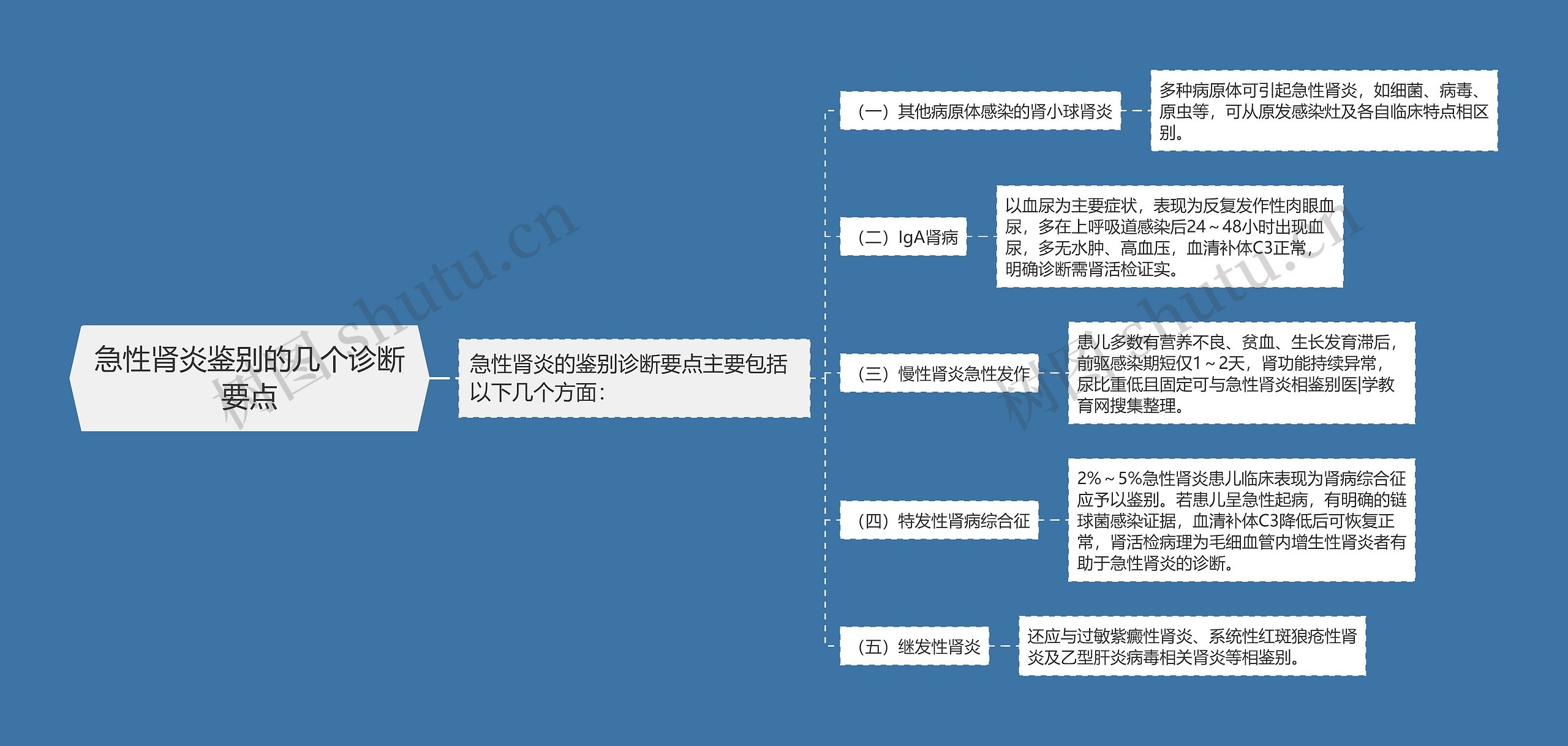 急性肾炎鉴别的几个诊断要点思维导图