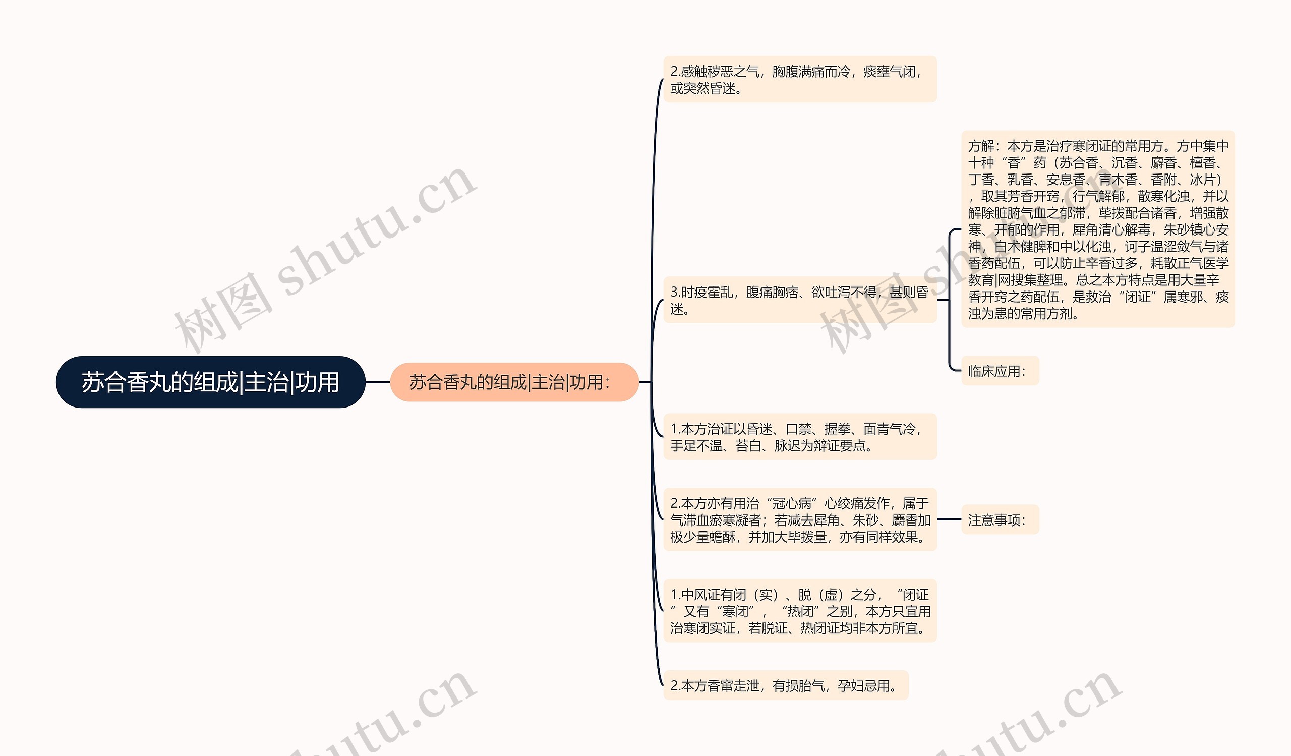 苏合香丸的组成|主治|功用思维导图