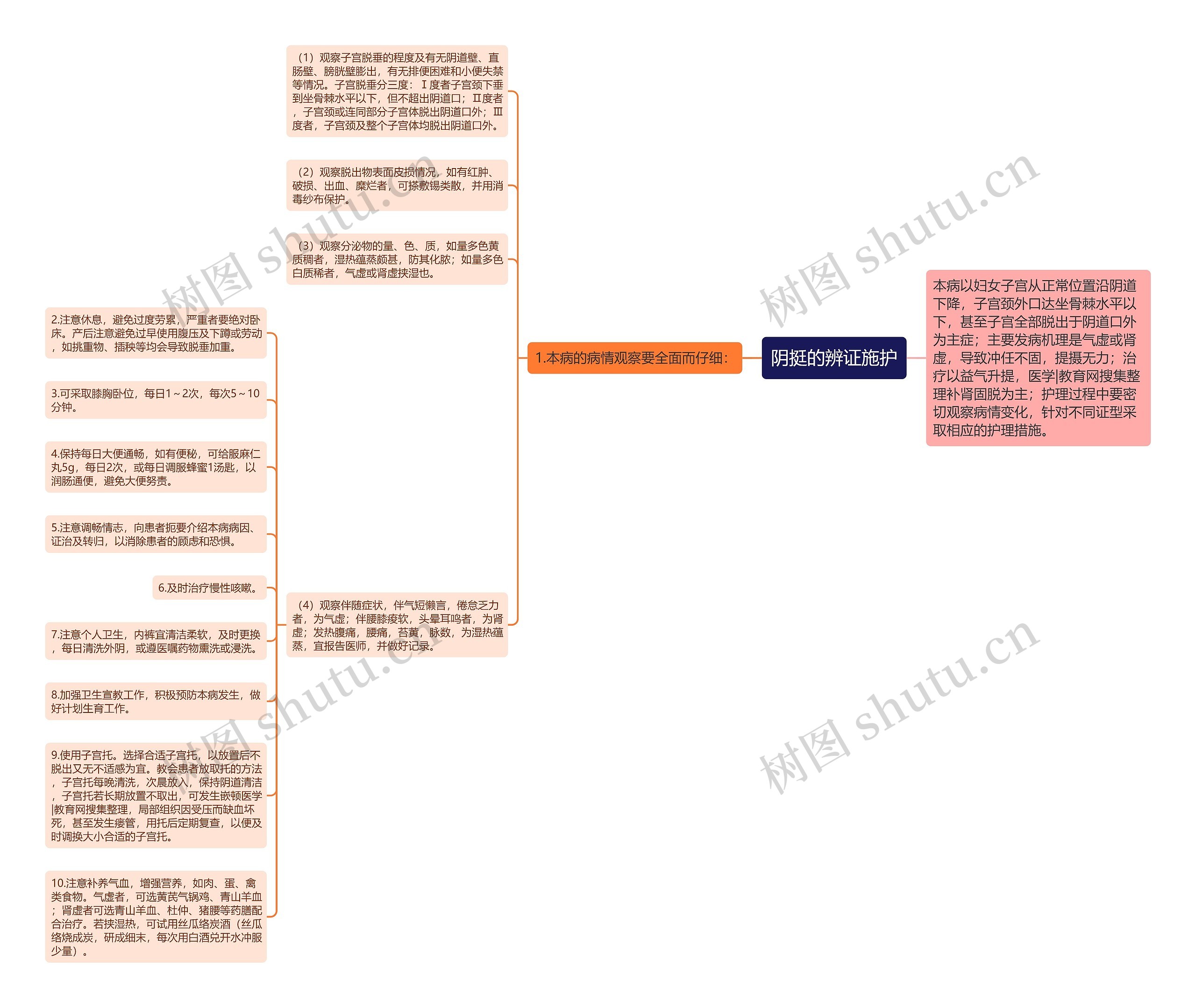 阴挺的辨证施护思维导图