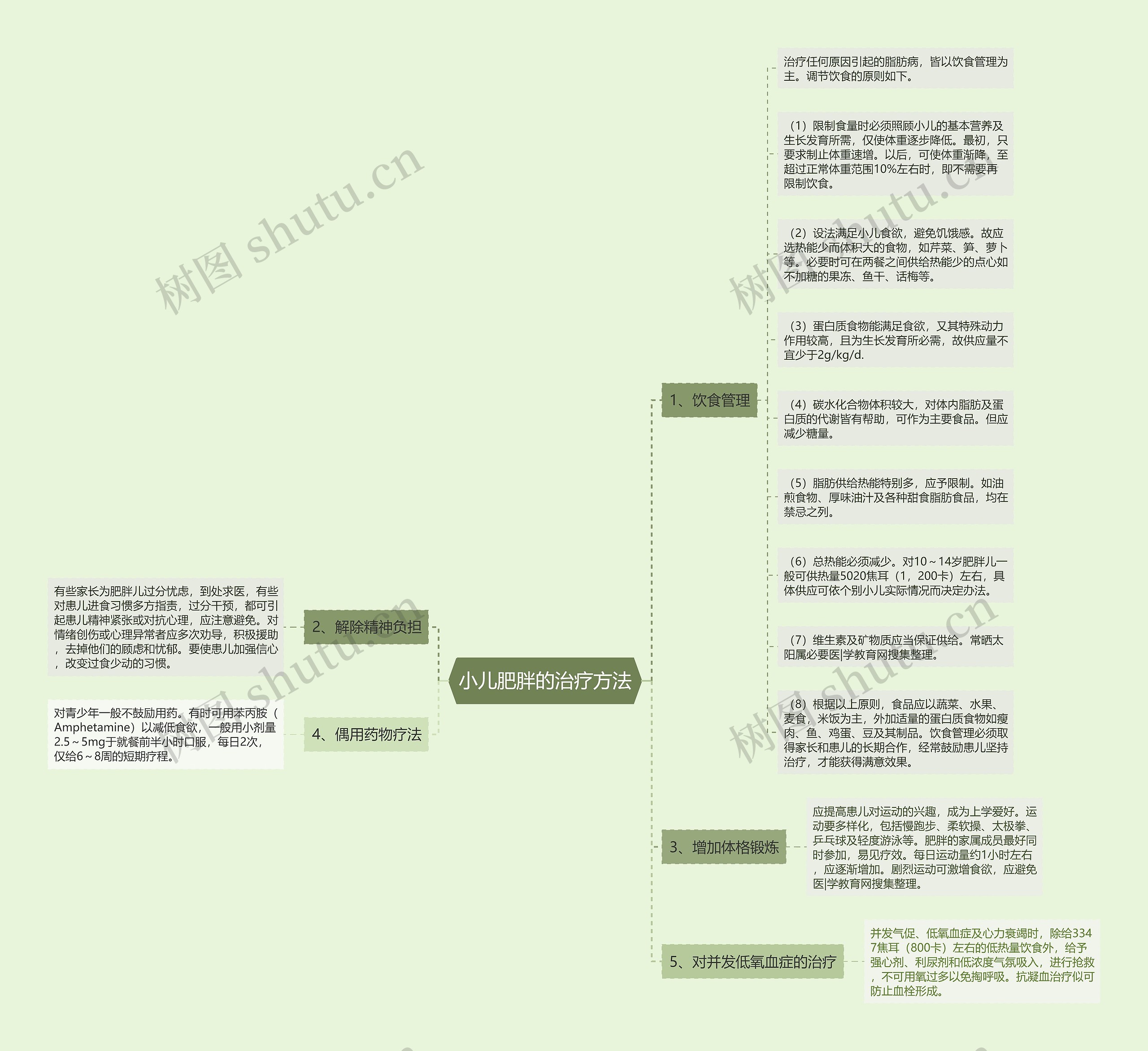 小儿肥胖的治疗方法思维导图