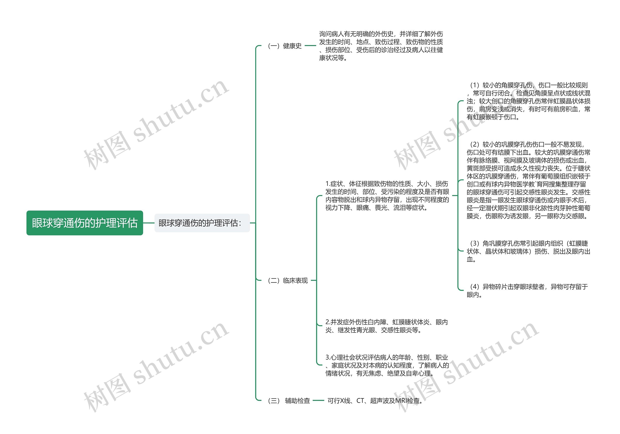 眼球穿通伤的护理评估思维导图