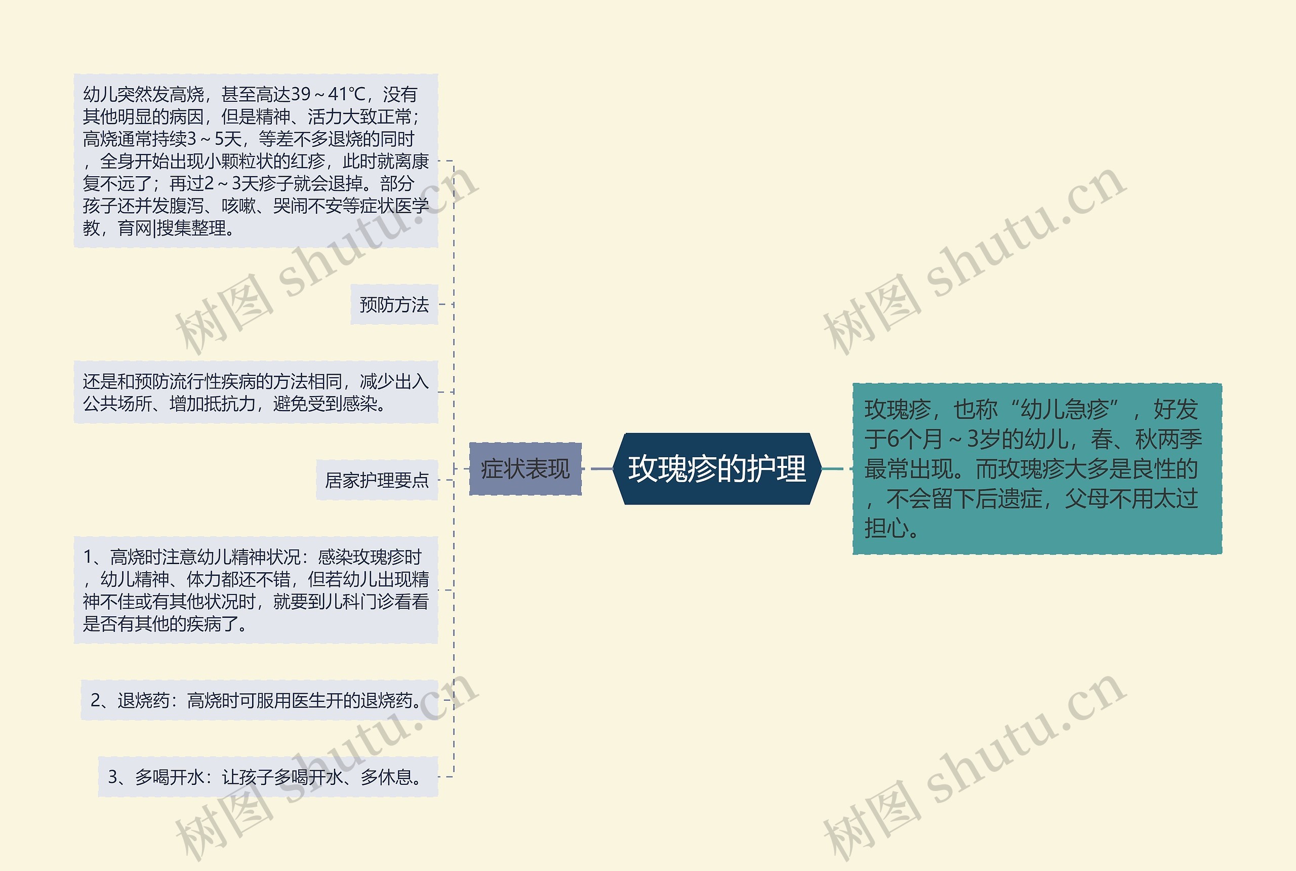 玫瑰疹的护理思维导图