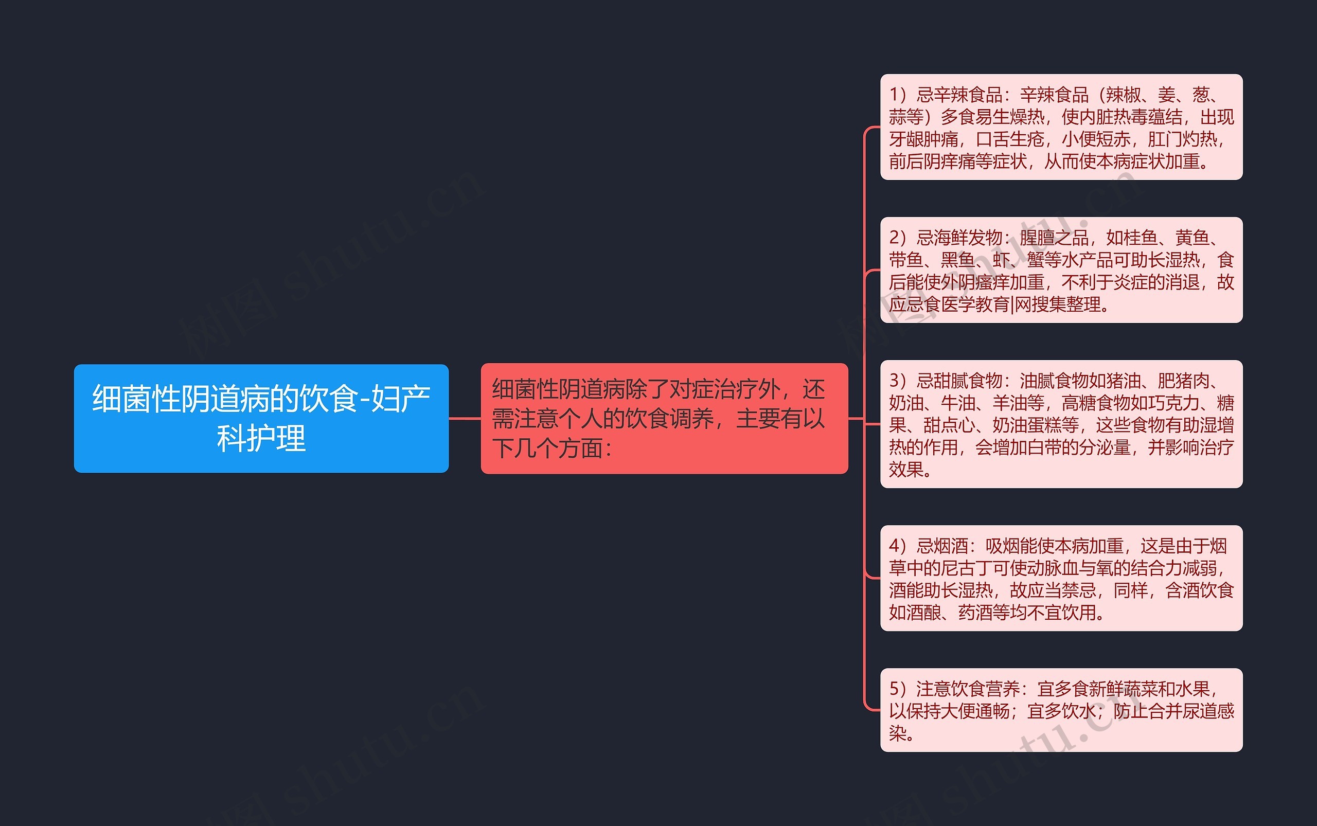 细菌性阴道病的饮食-妇产科护理思维导图