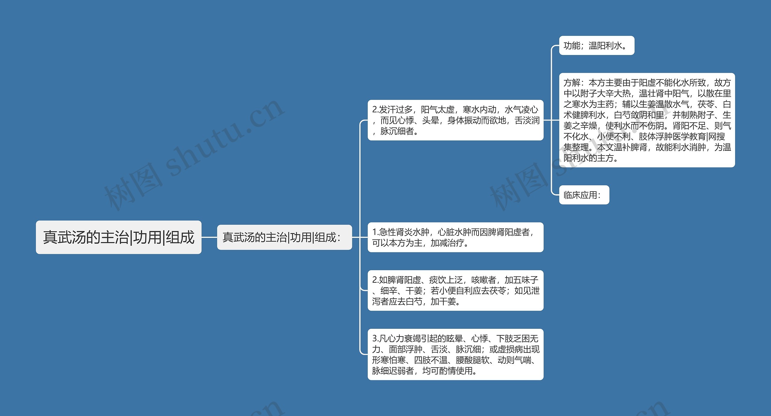 真武汤的主治|功用|组成思维导图