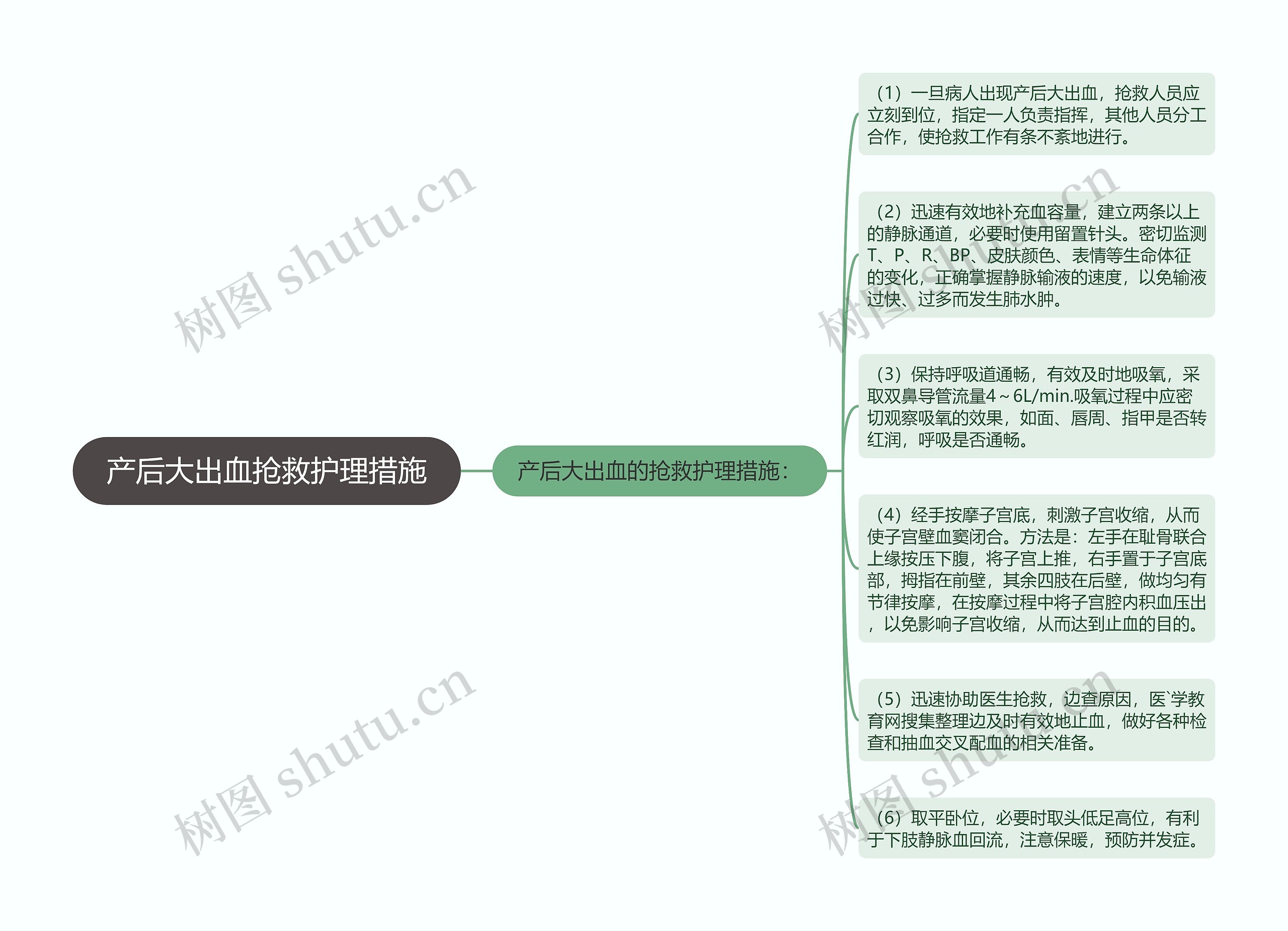 产后大出血抢救护理措施思维导图