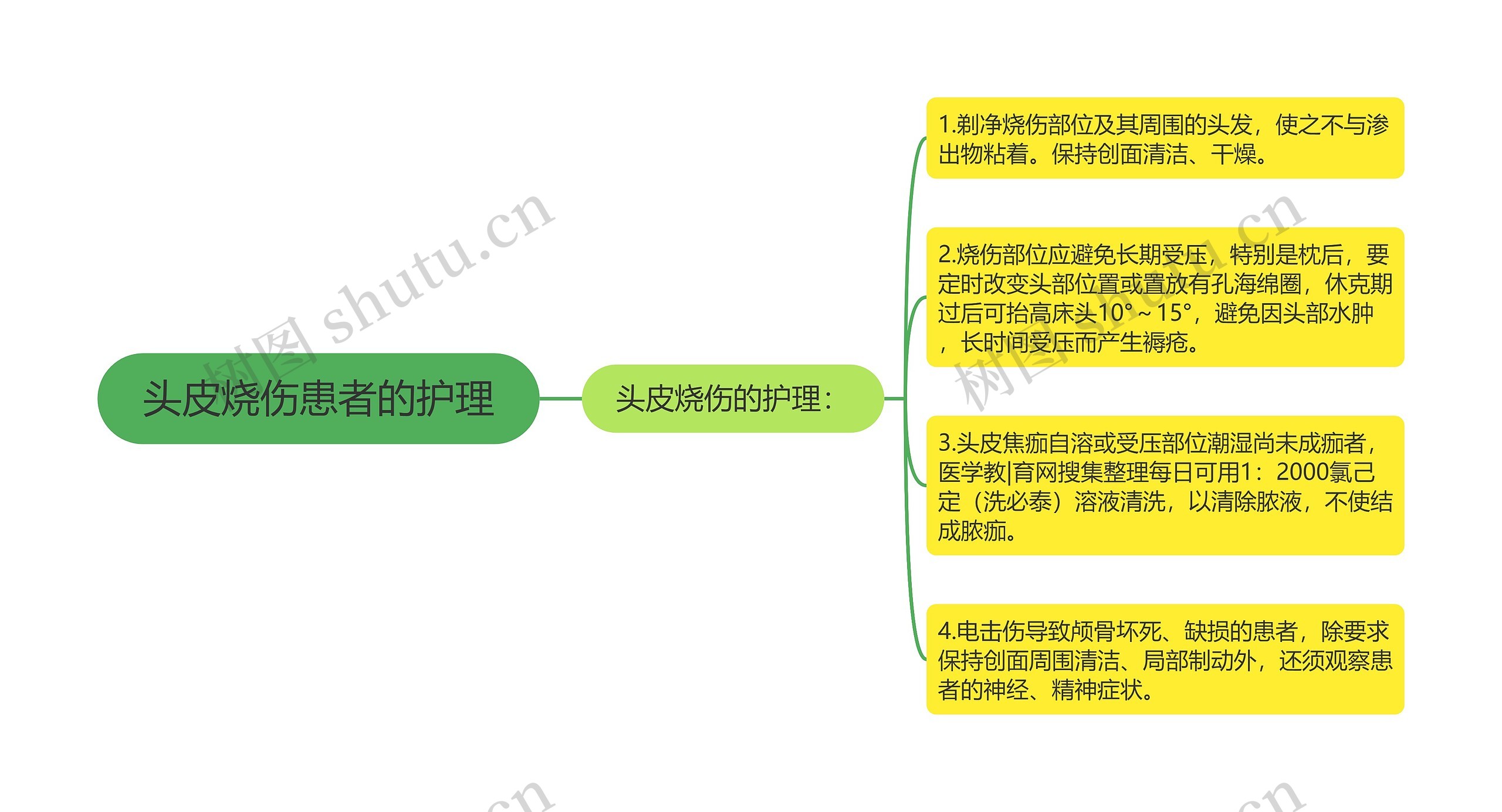 头皮烧伤患者的护理思维导图