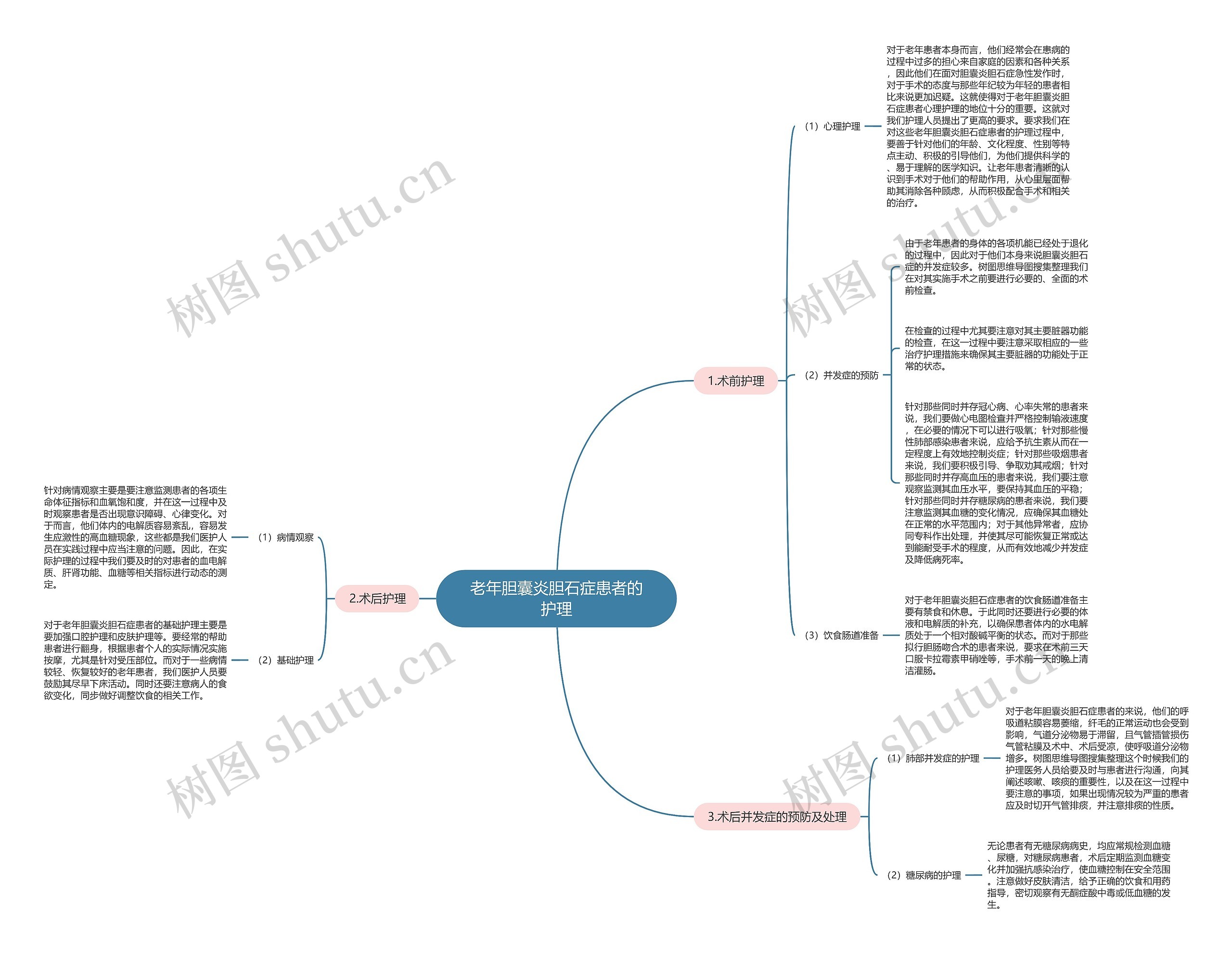 老年胆囊炎胆石症患者的护理思维导图