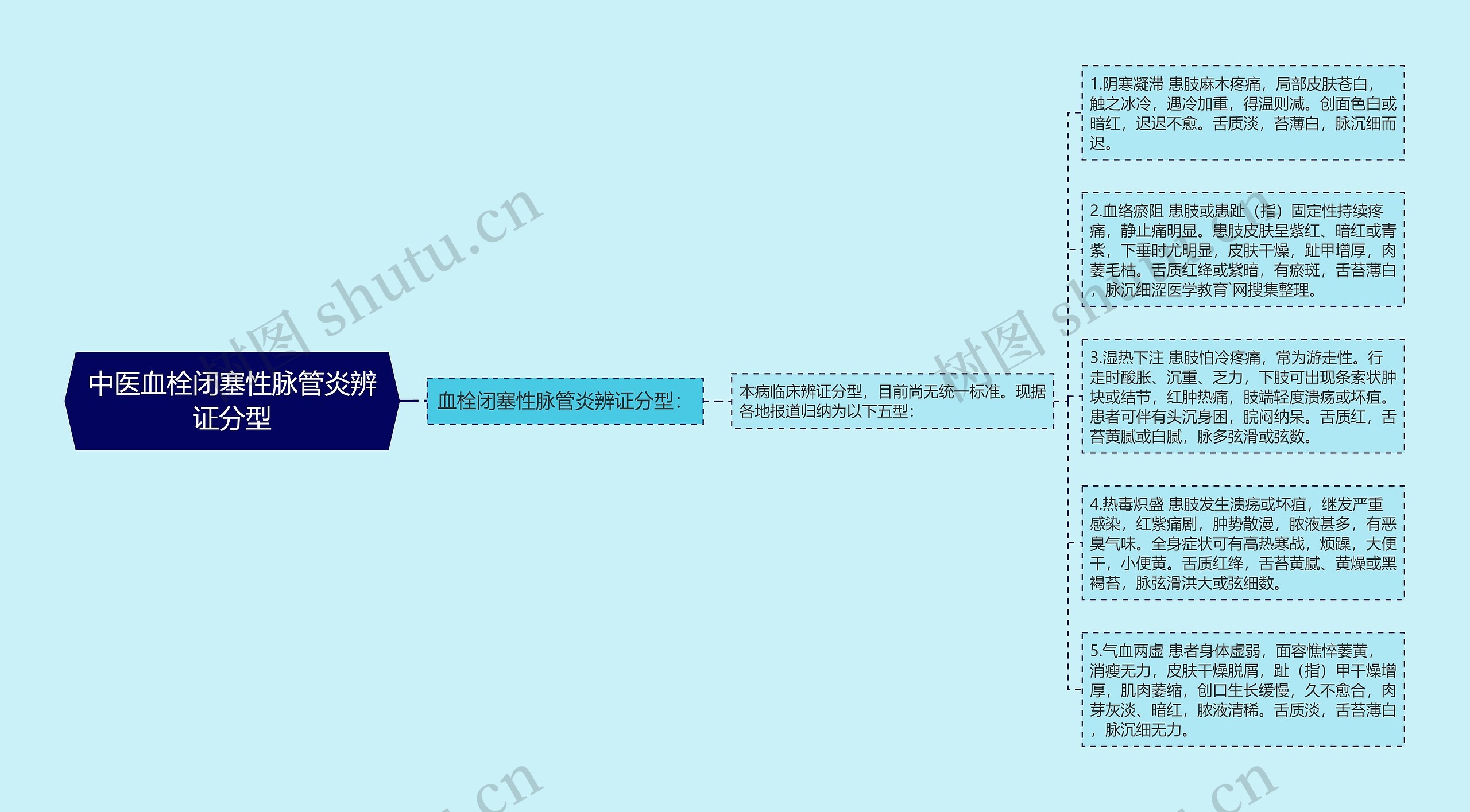 中医血栓闭塞性脉管炎辨证分型思维导图