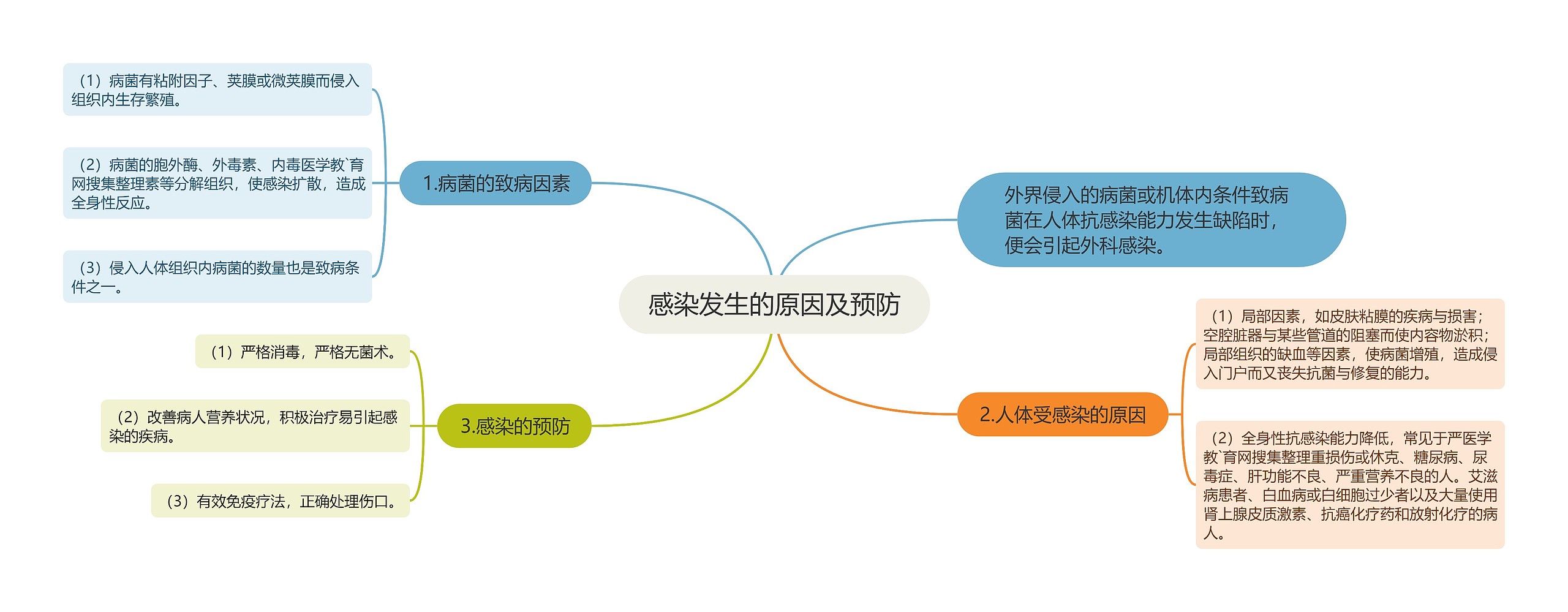 感染发生的原因及预防思维导图