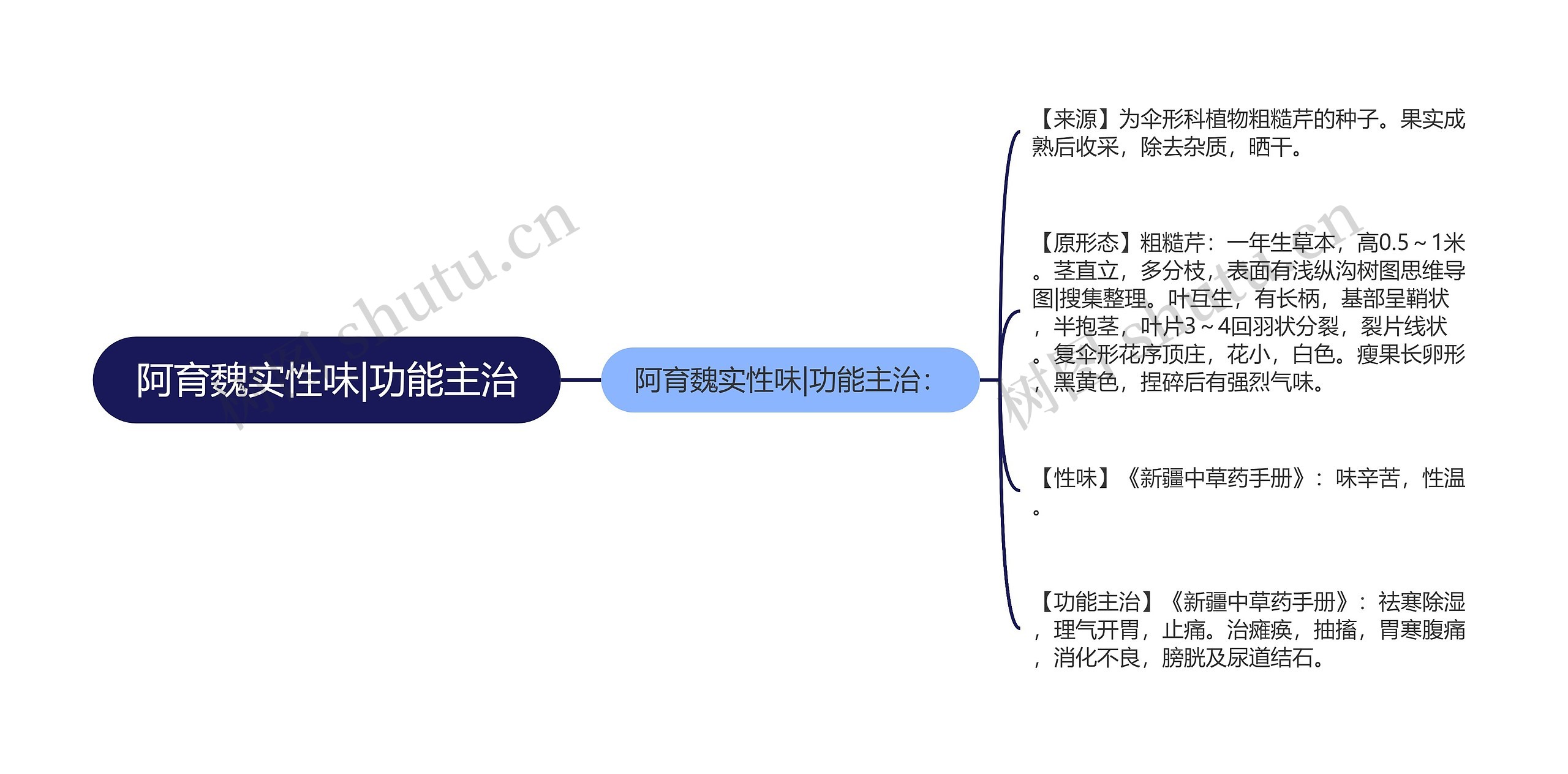 阿育魏实性味|功能主治思维导图