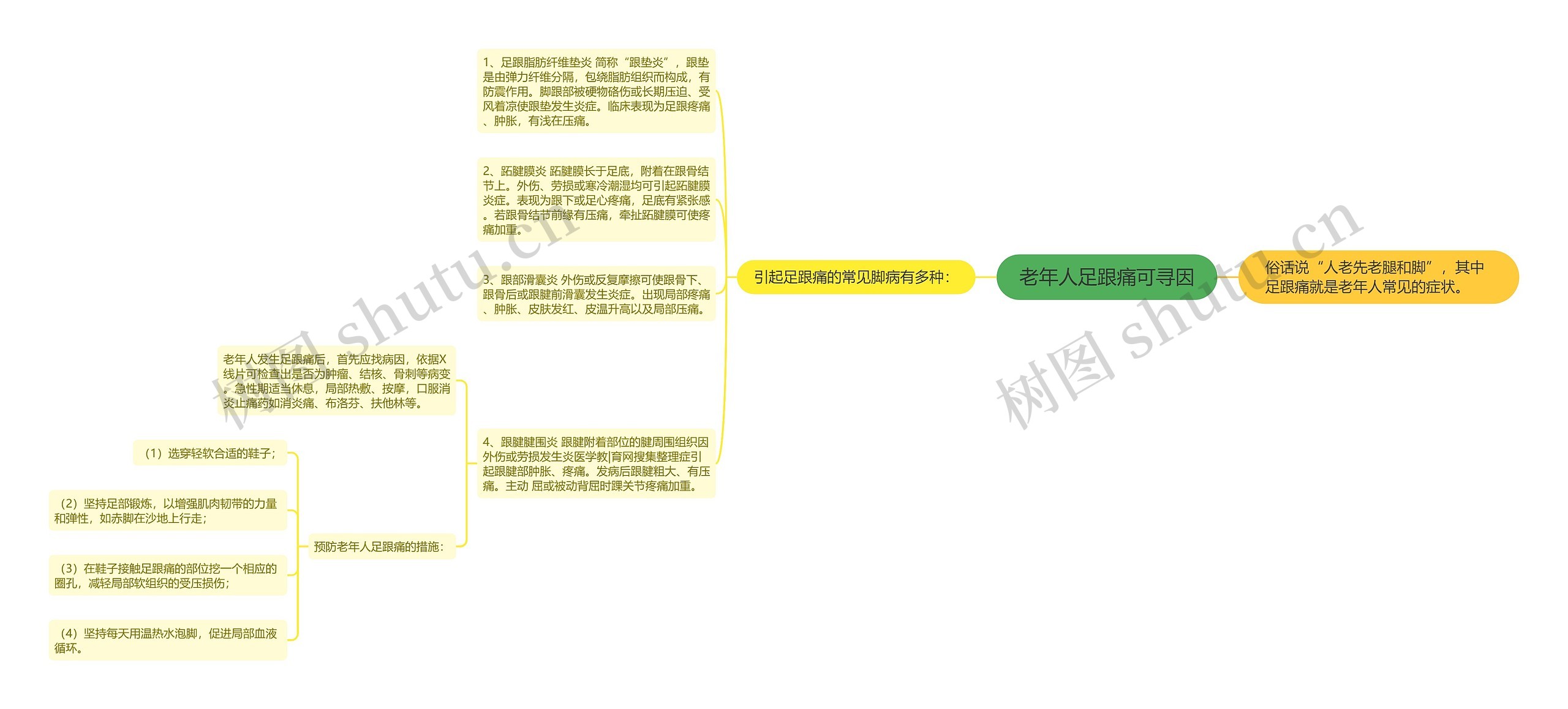 老年人足跟痛可寻因思维导图