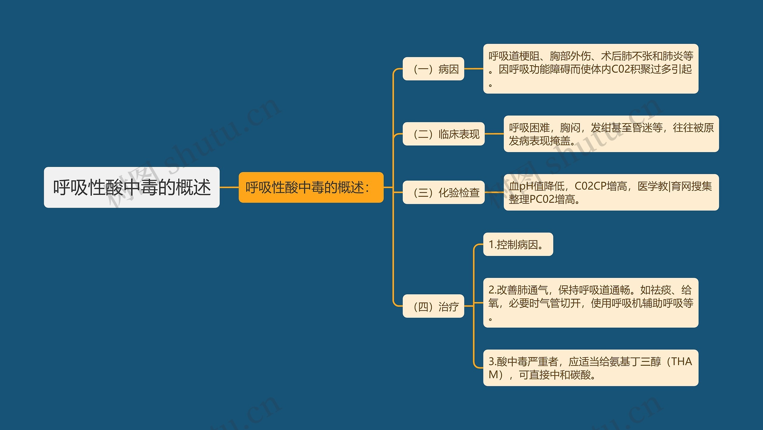 呼吸性酸中毒的概述思维导图