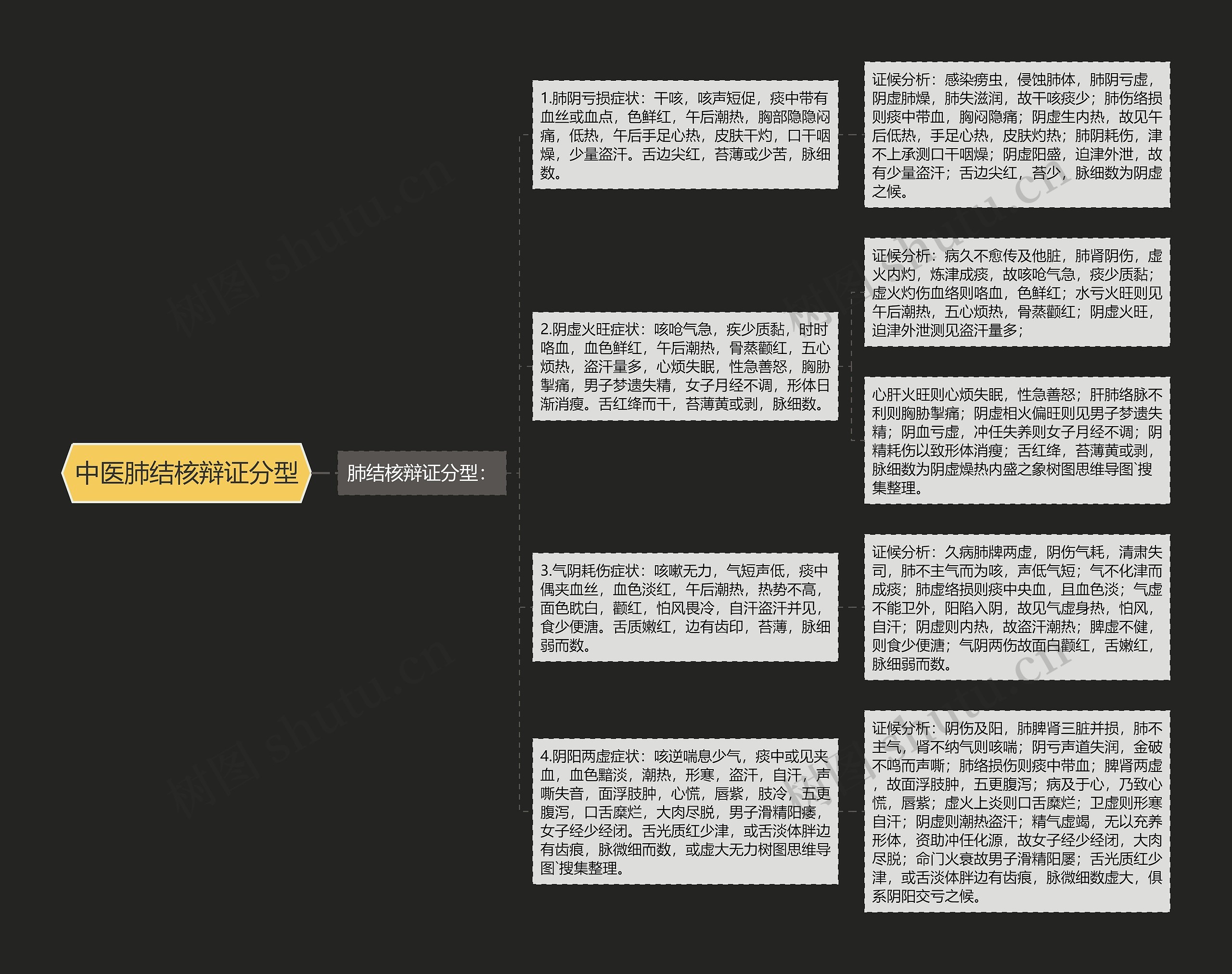 中医肺结核辩证分型思维导图
