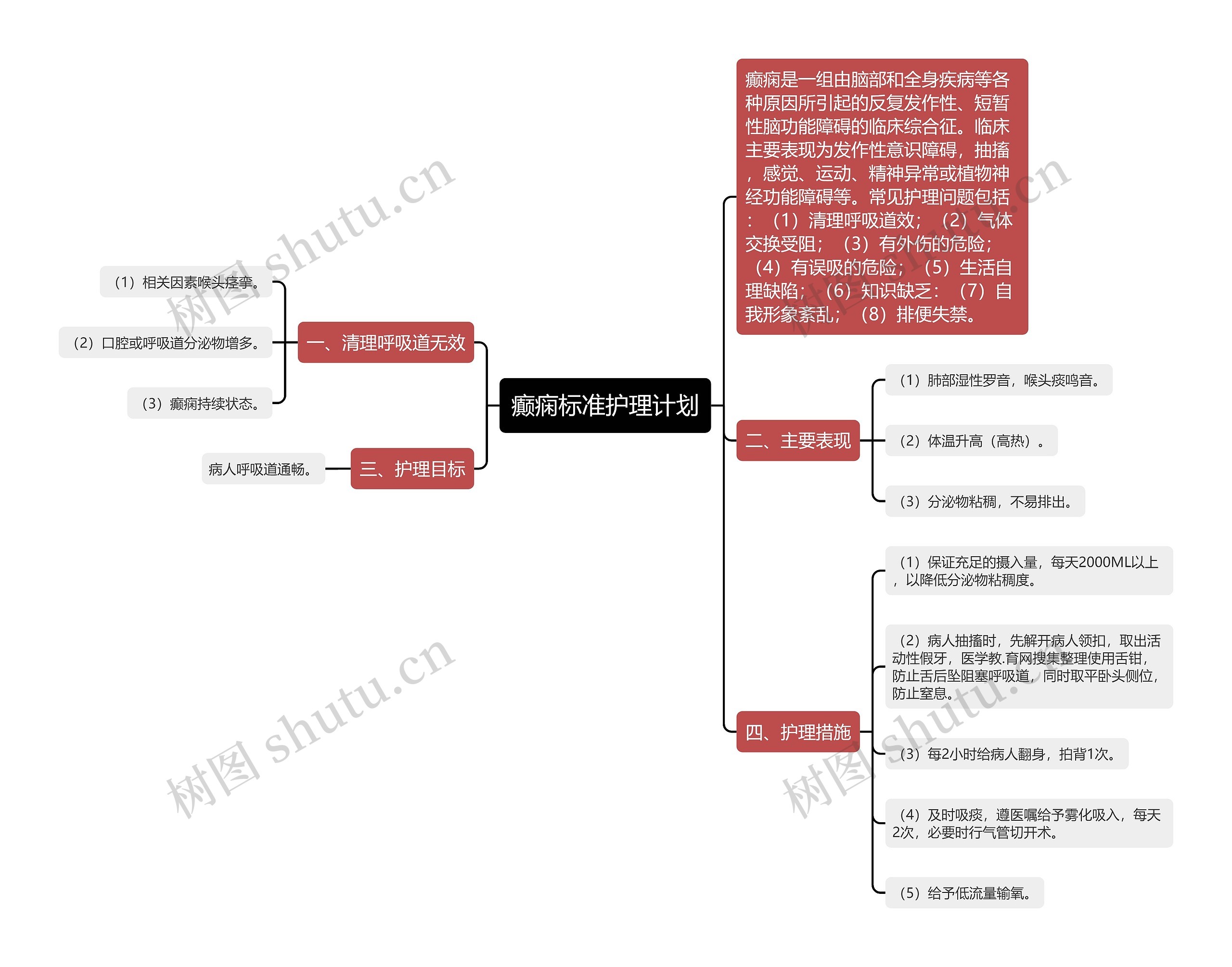 癫痫标准护理计划思维导图