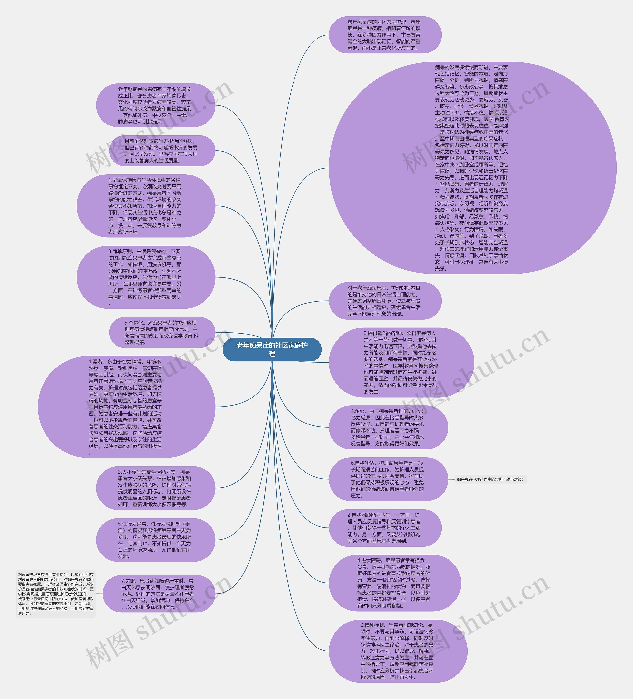 老年痴呆症的社区家庭护理思维导图