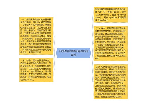 下肢动脉栓塞有哪些临床表现