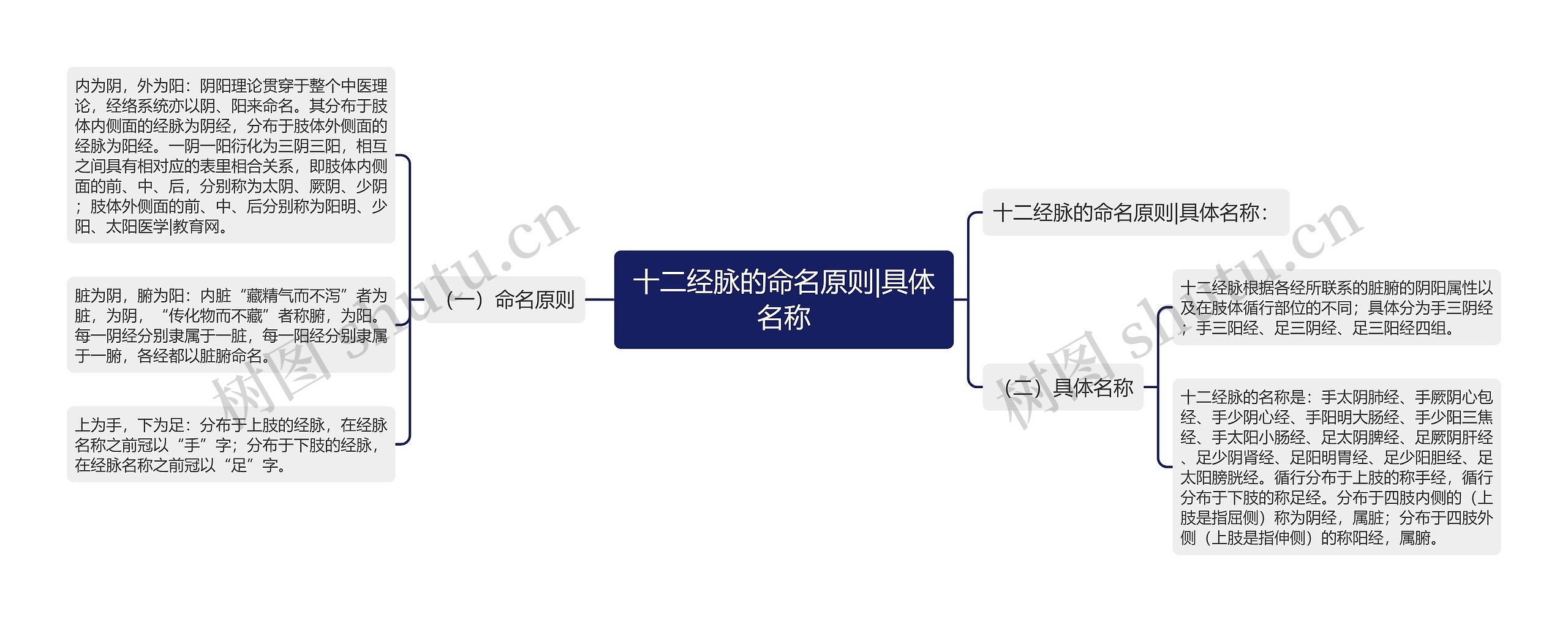 十二经脉的命名原则|具体名称思维导图