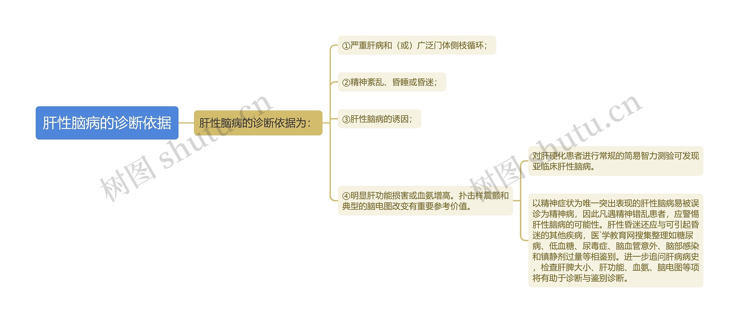 肝性脑病的诊断依据思维导图