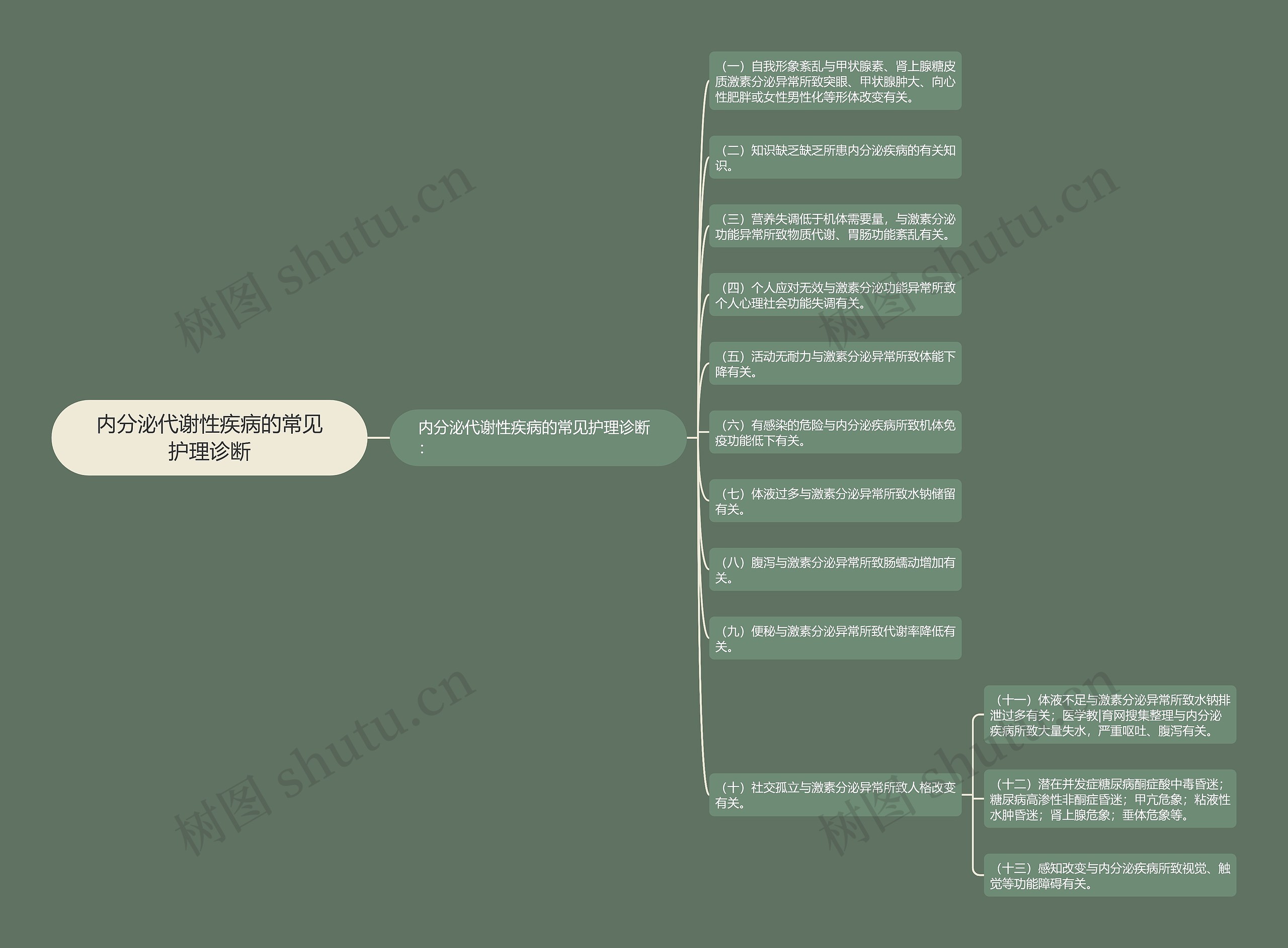 内分泌代谢性疾病的常见护理诊断思维导图