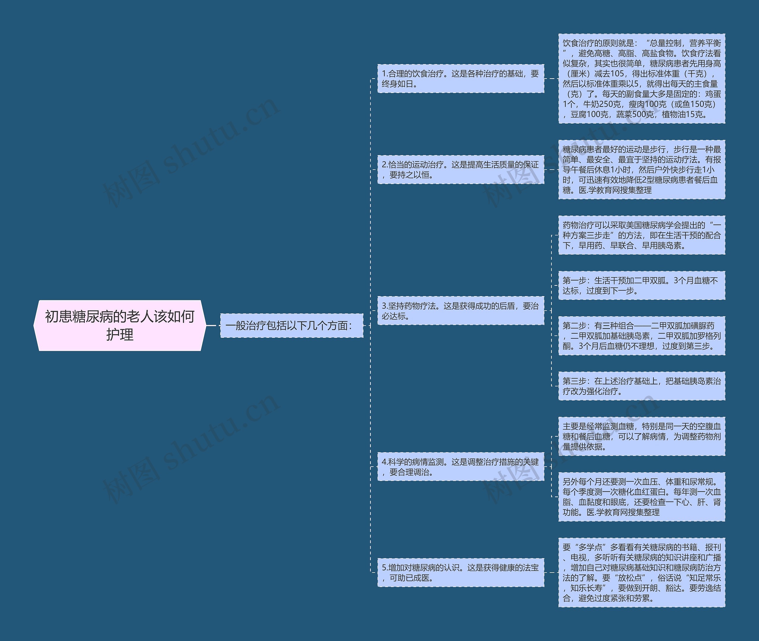 初患糖尿病的老人该如何护理思维导图