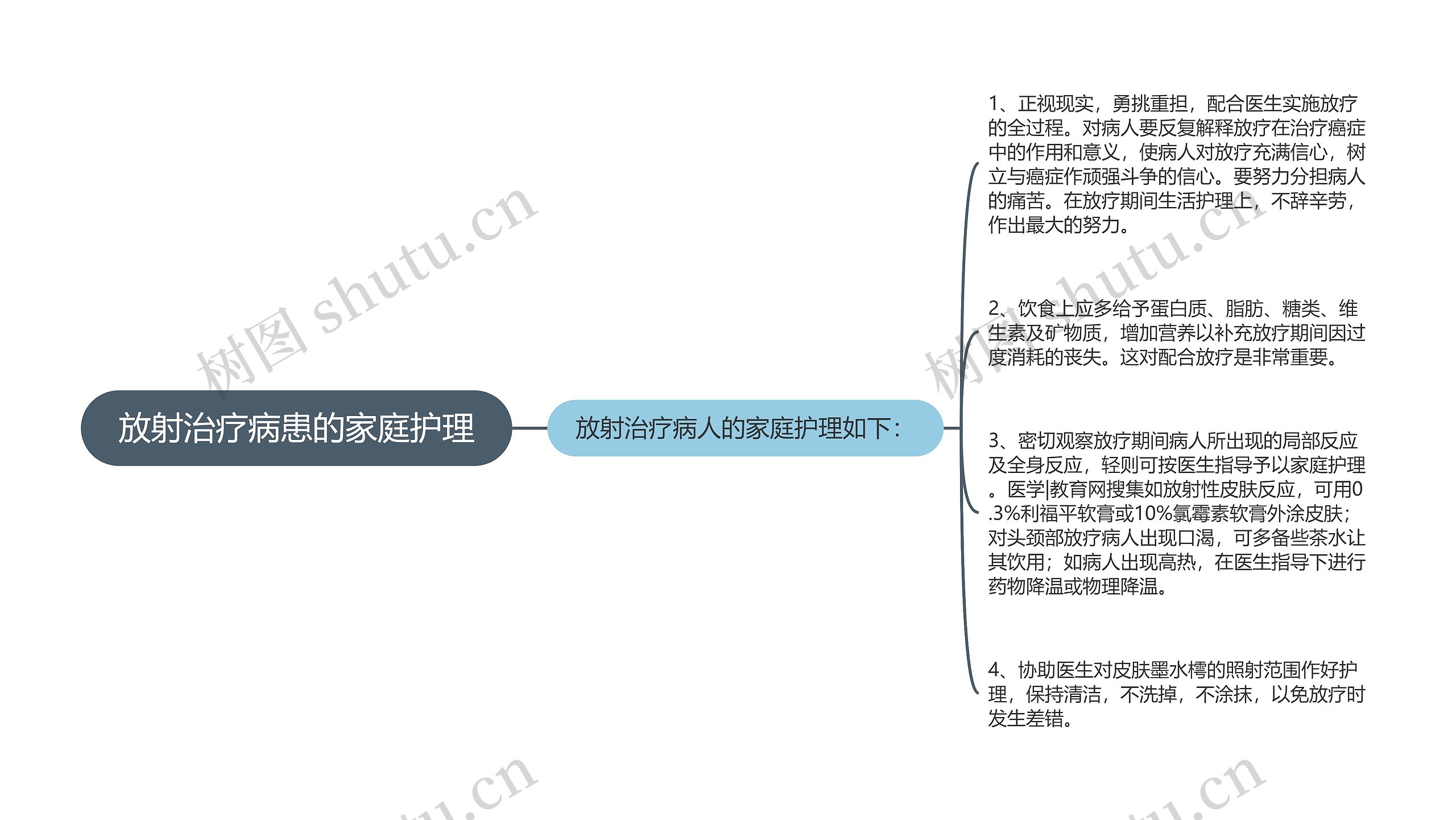 放射治疗病患的家庭护理思维导图