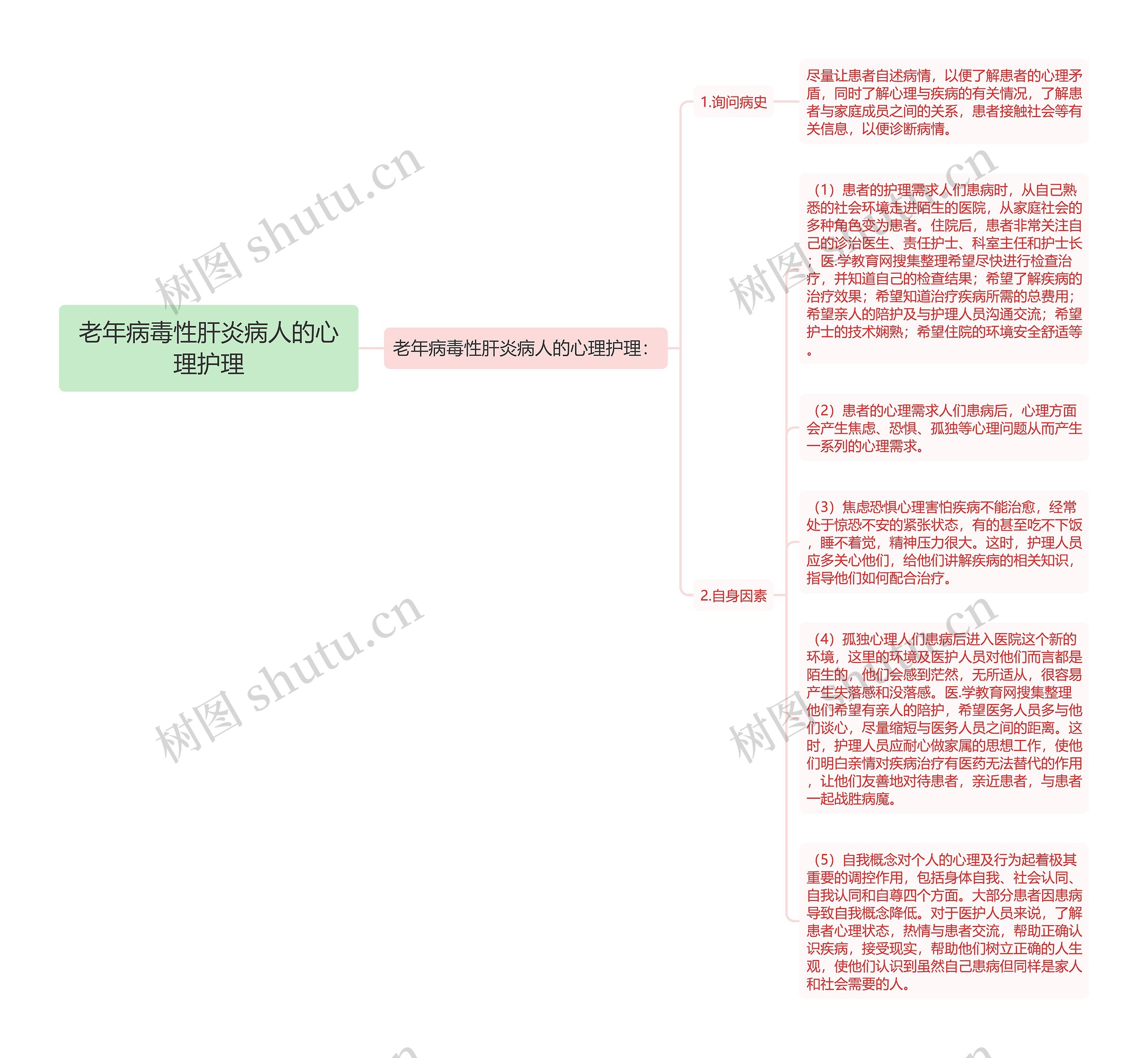 老年病毒性肝炎病人的心理护理思维导图