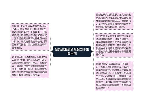 睾丸癌发病危险起自于生命早期