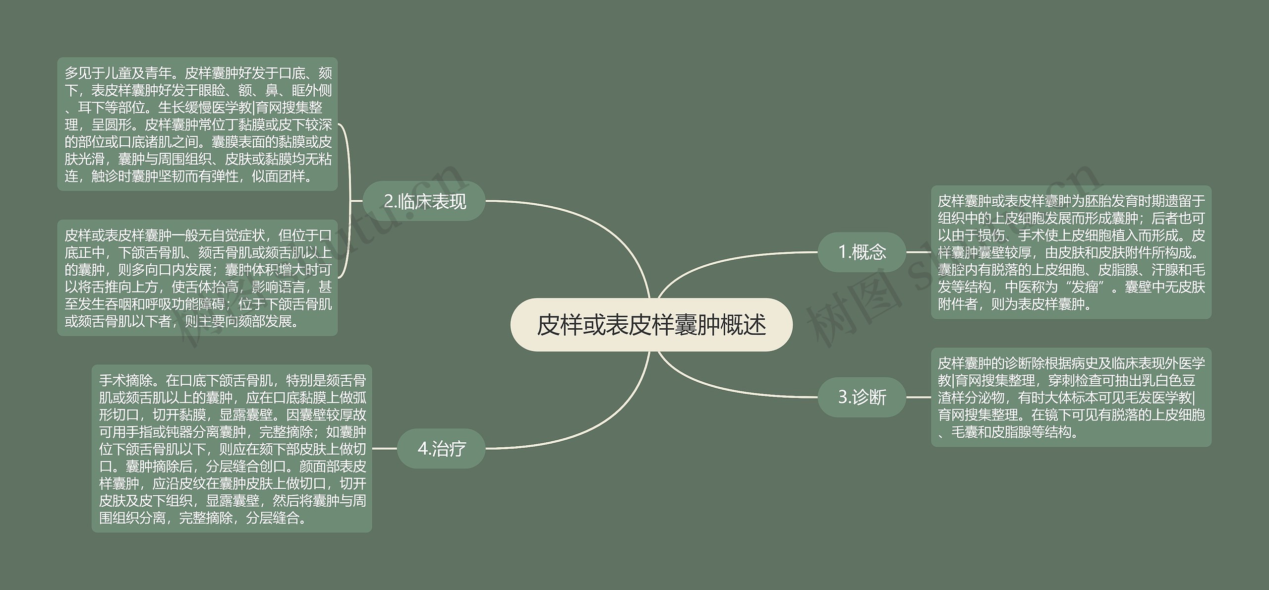 皮样或表皮样囊肿概述思维导图