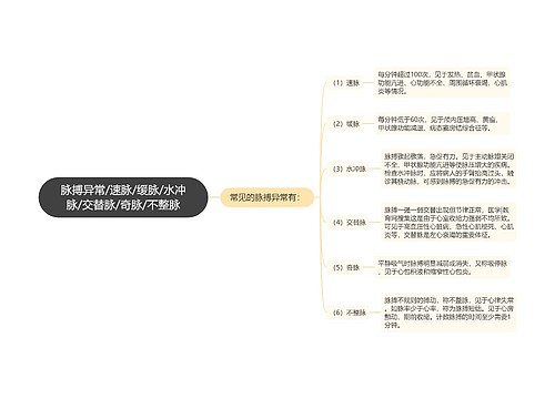 脉搏异常/速脉/缓脉/水冲脉/交替脉/奇脉/不整脉