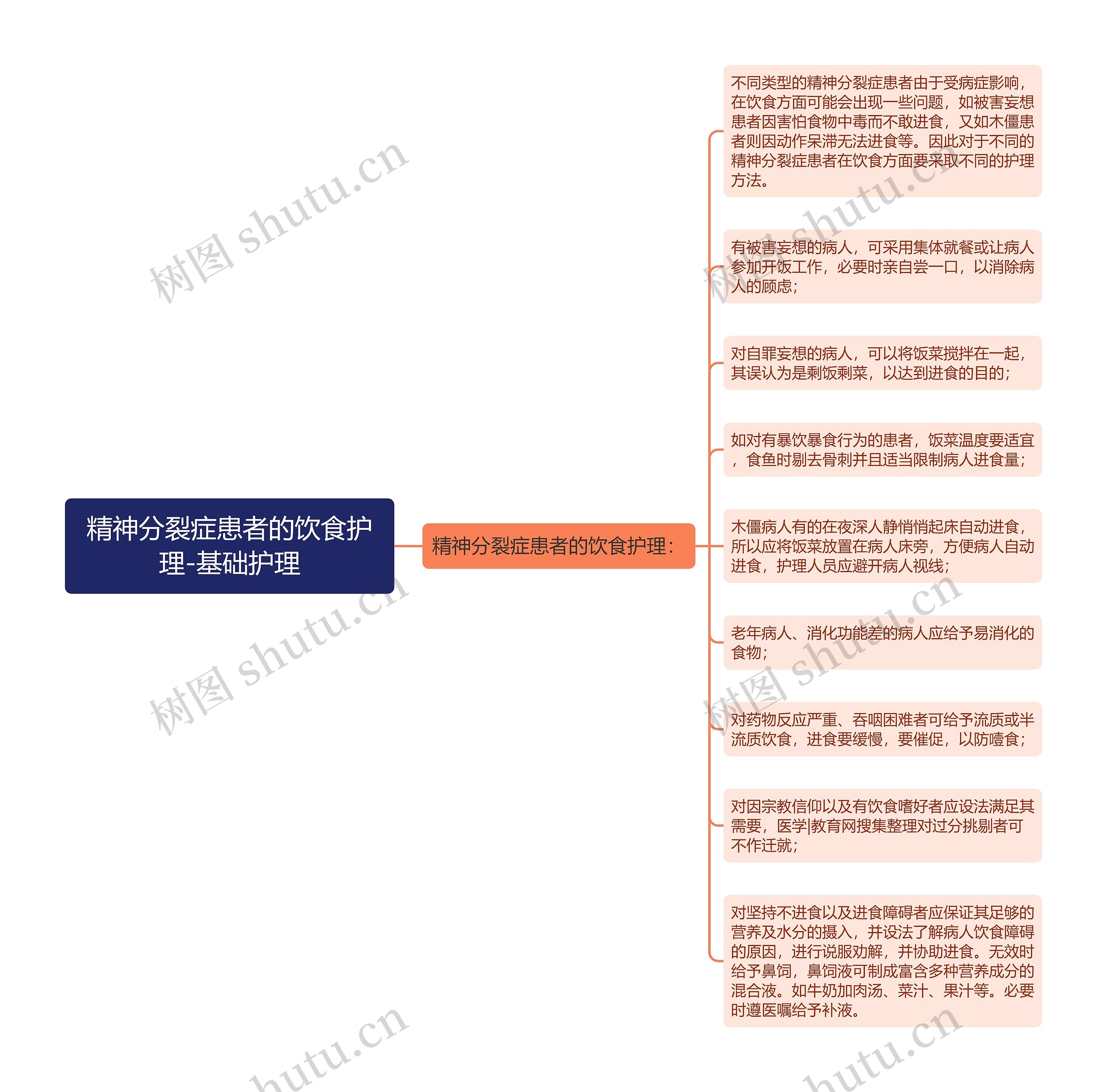 精神分裂症患者的饮食护理-基础护理思维导图