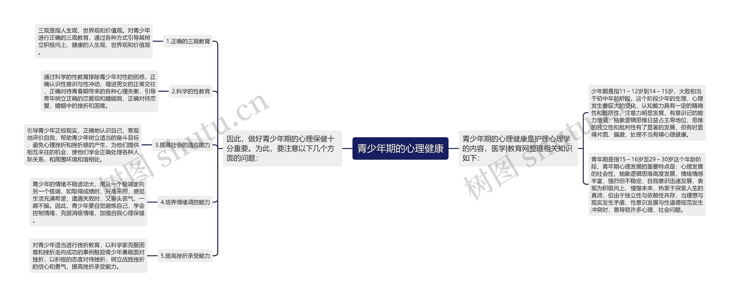 青少年期的心理健康思维导图