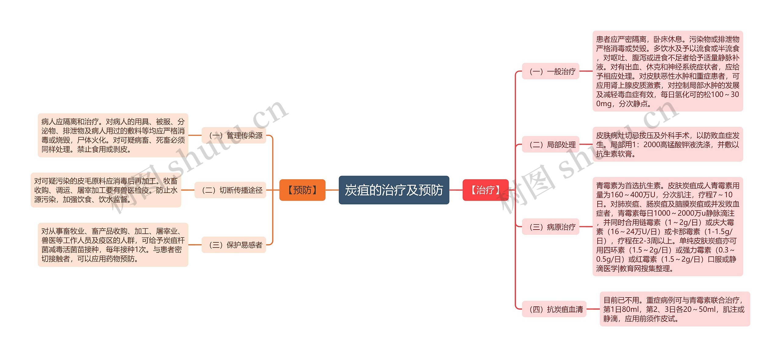 炭疽的治疗及预防思维导图