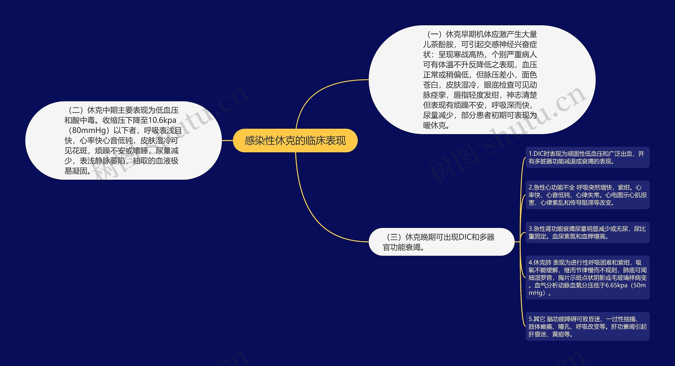 感染性休克的临床表现思维导图