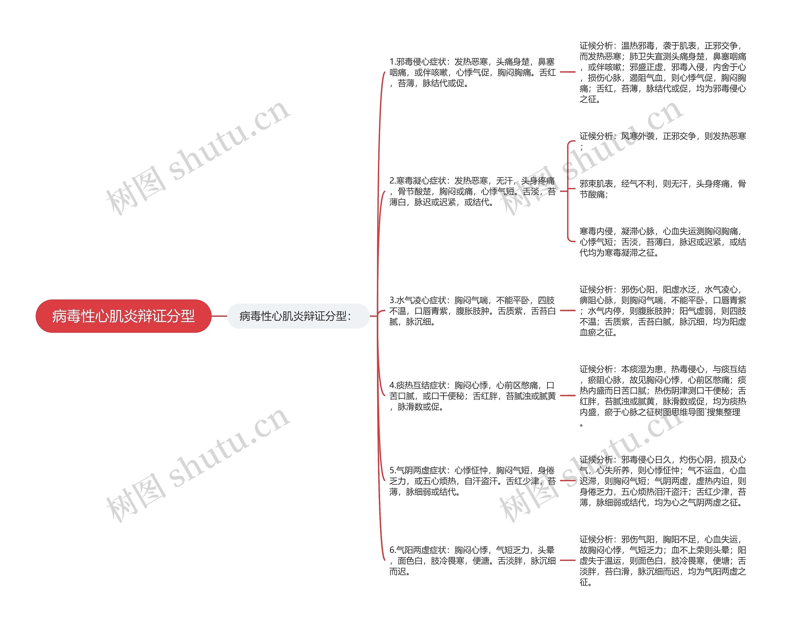 病毒性心肌炎辩证分型思维导图