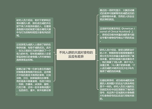 不同人群的大脑对食物的反应有差异