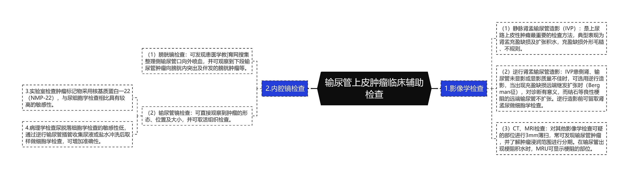 输尿管上皮肿瘤临床辅助检查思维导图