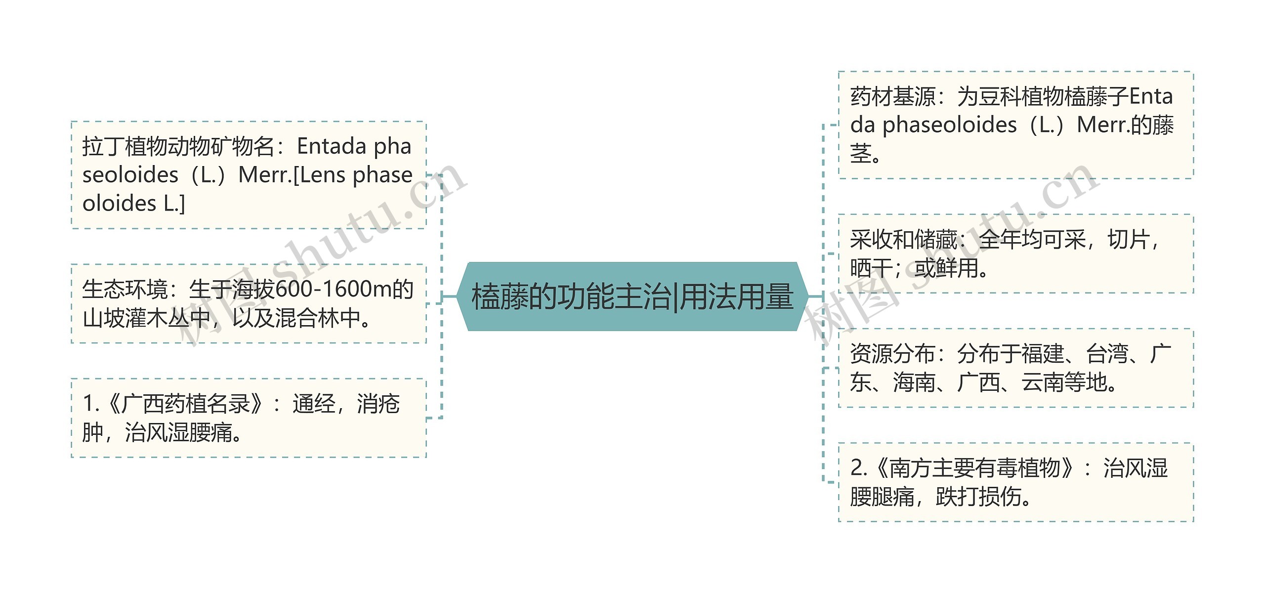 榼藤的功能主治|用法用量思维导图