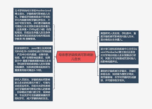 母亲患牙龈疾病可影响胎儿生长