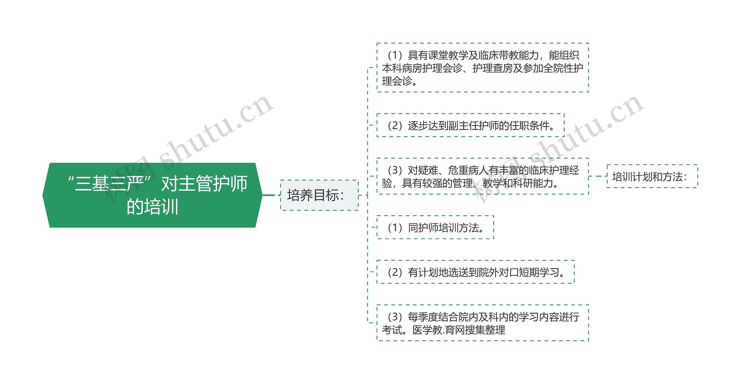 “三基三严”对主管护师的培训思维导图