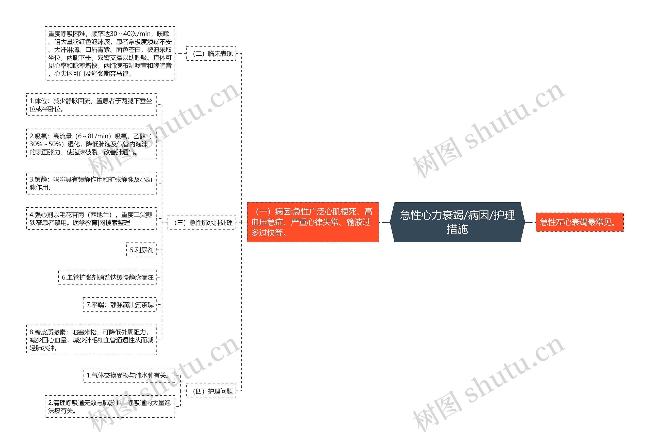 急性心力衰竭/病因/护理措施思维导图