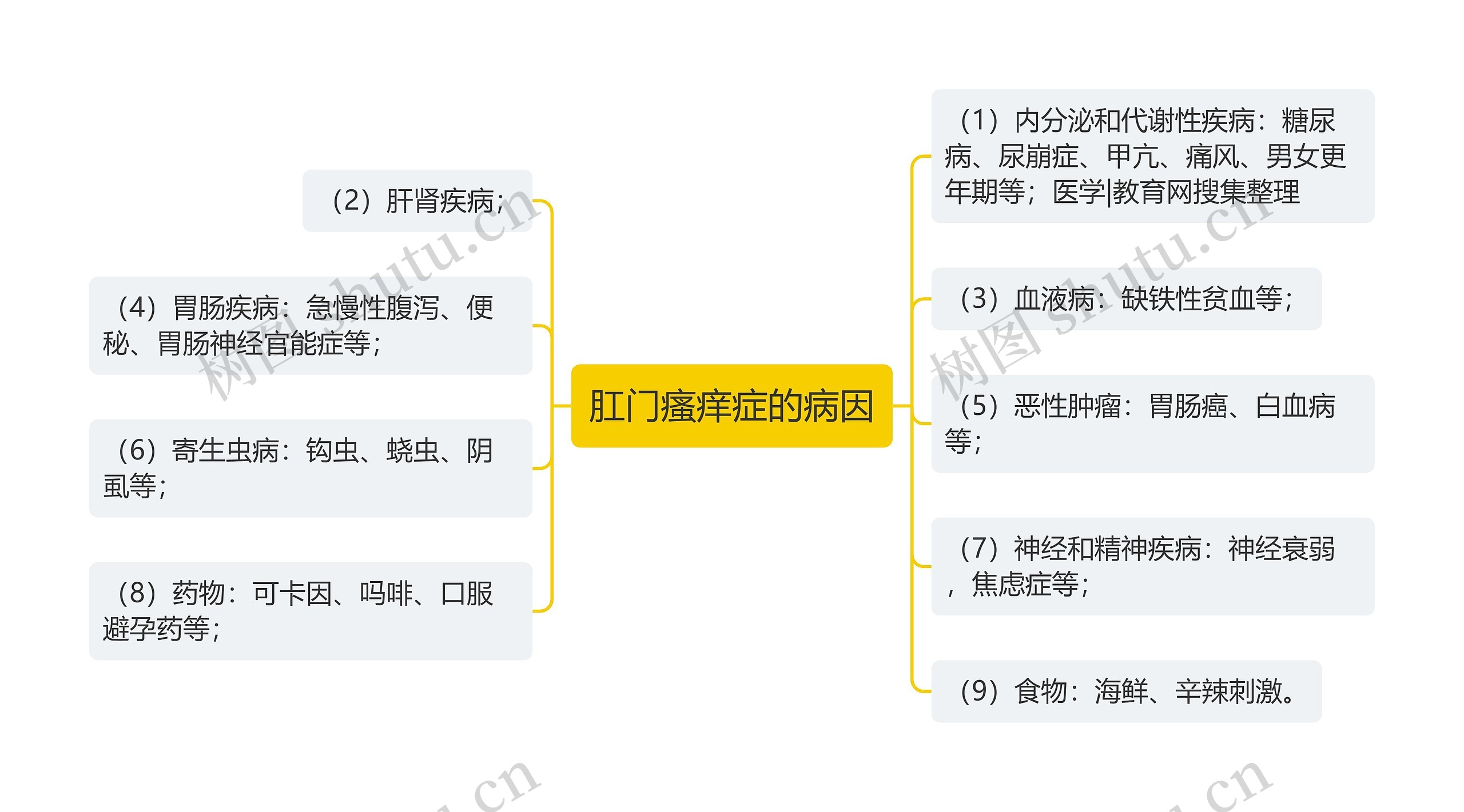 肛门瘙痒症的病因思维导图