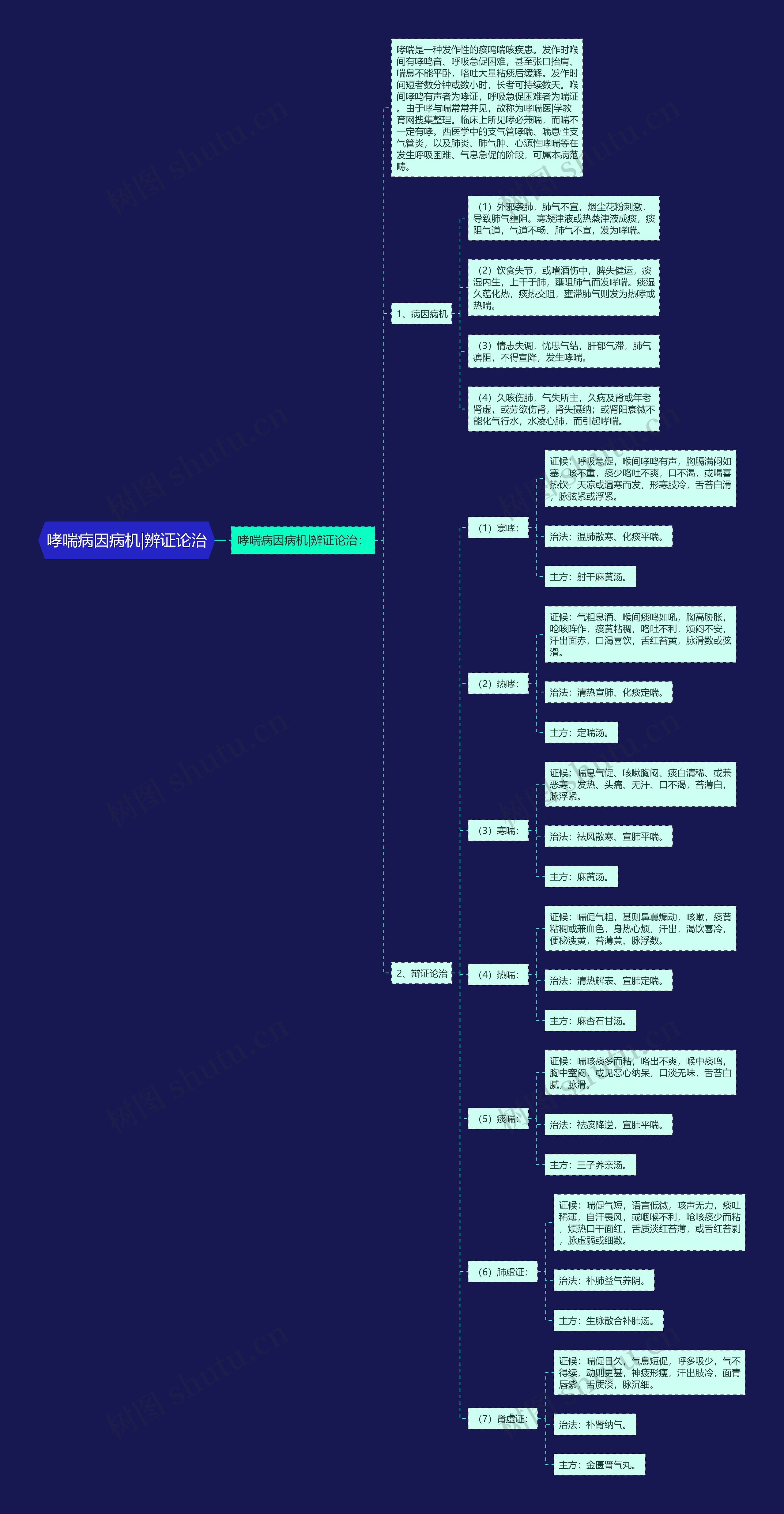 哮喘病因病机|辨证论治思维导图