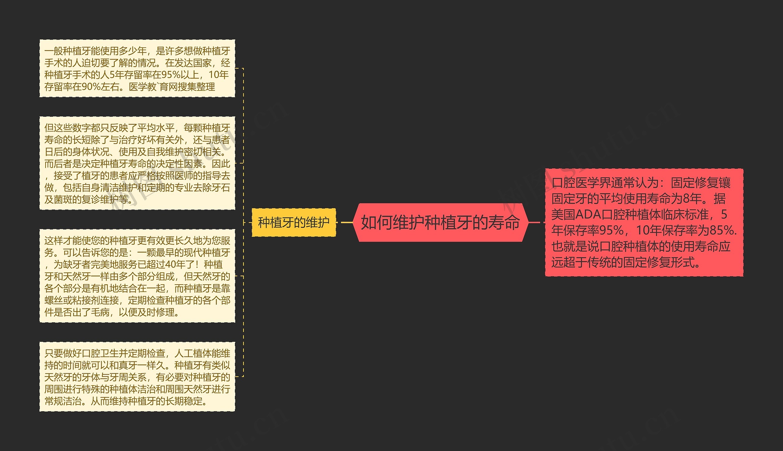 如何维护种植牙的寿命思维导图